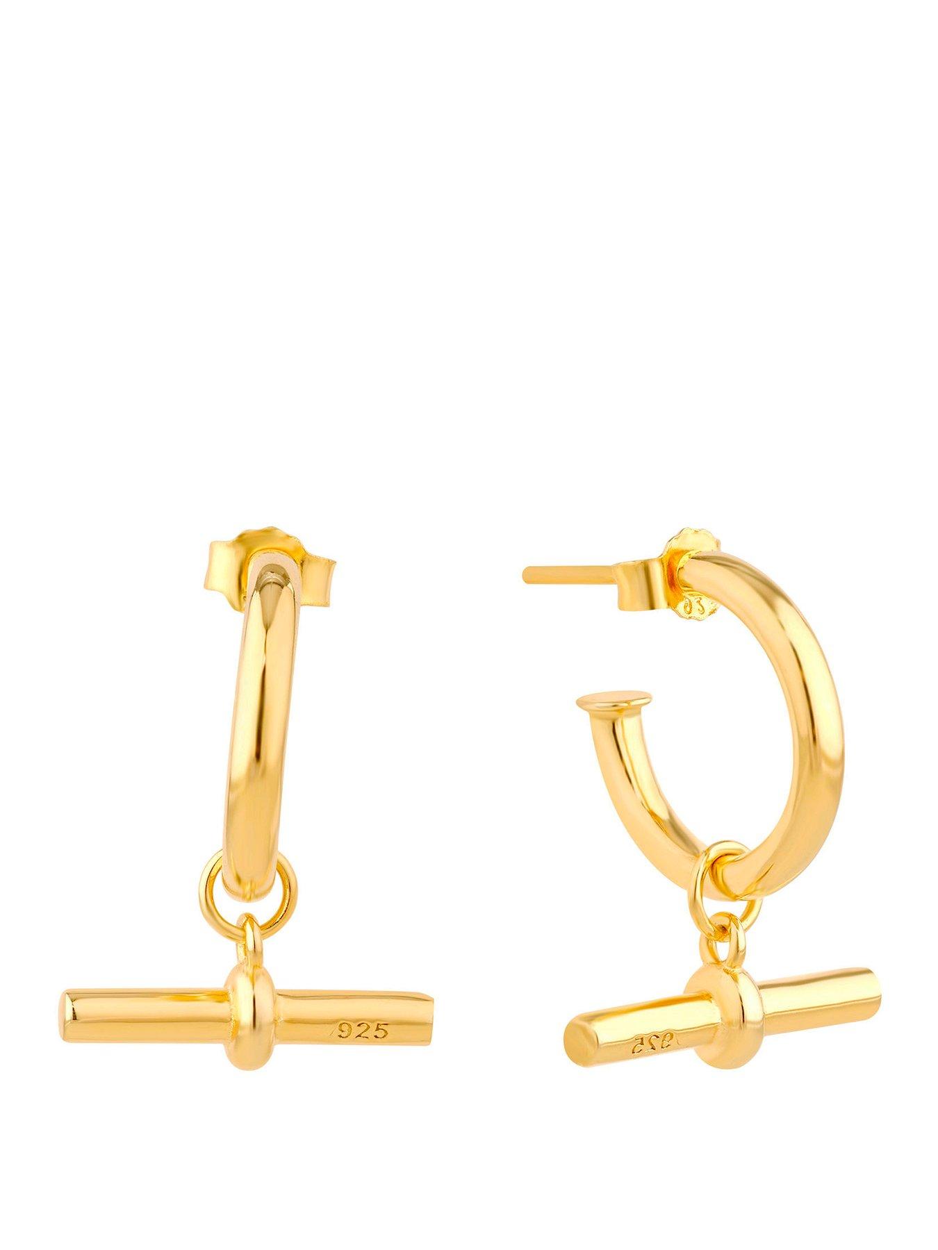 Seol + Gold 18ct Gold Plated T-Bar Hoops