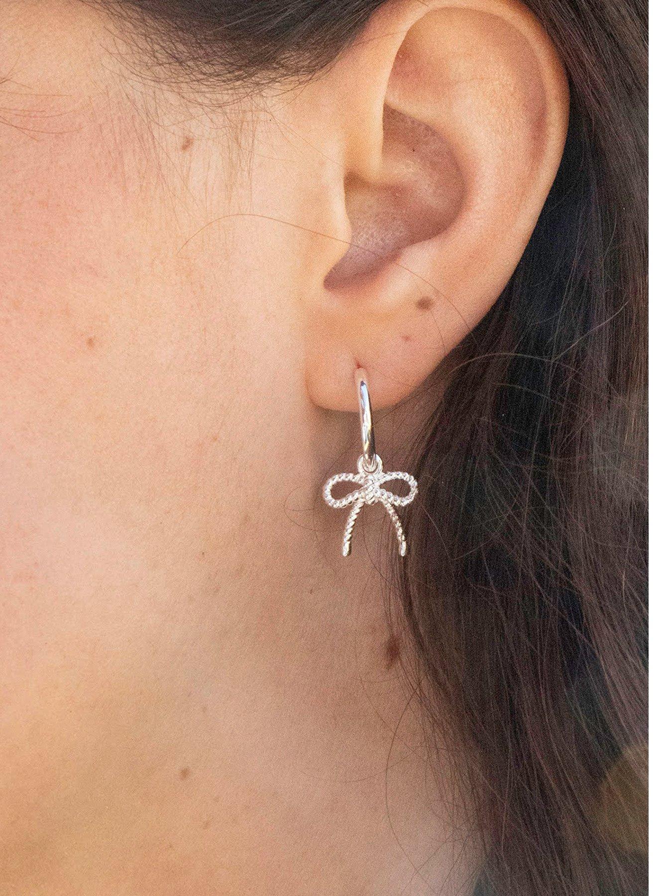 Seol + Gold Sterling Silver Huggie Bow Hoops | Littlewoods