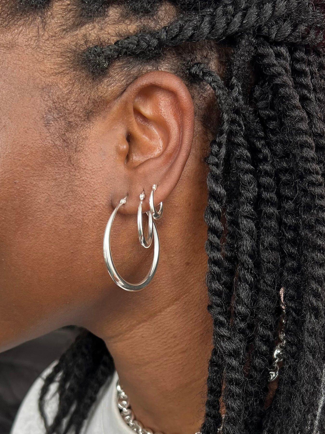 Image 3 of 4 of Seol + Gold Sterling Silver Medium Asymmetric Creole Hoops
