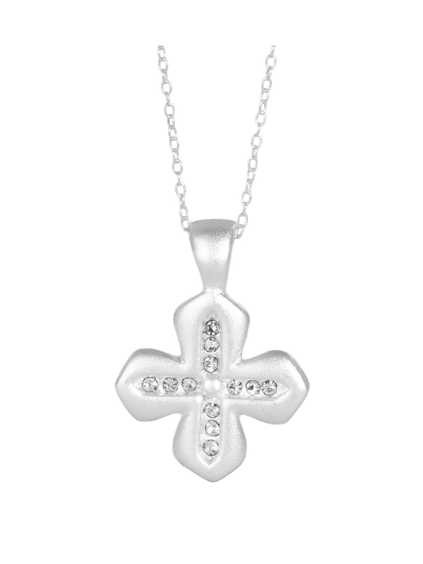 Seol + Gold Sterling Silver Puffed Crystal Cross Necklace