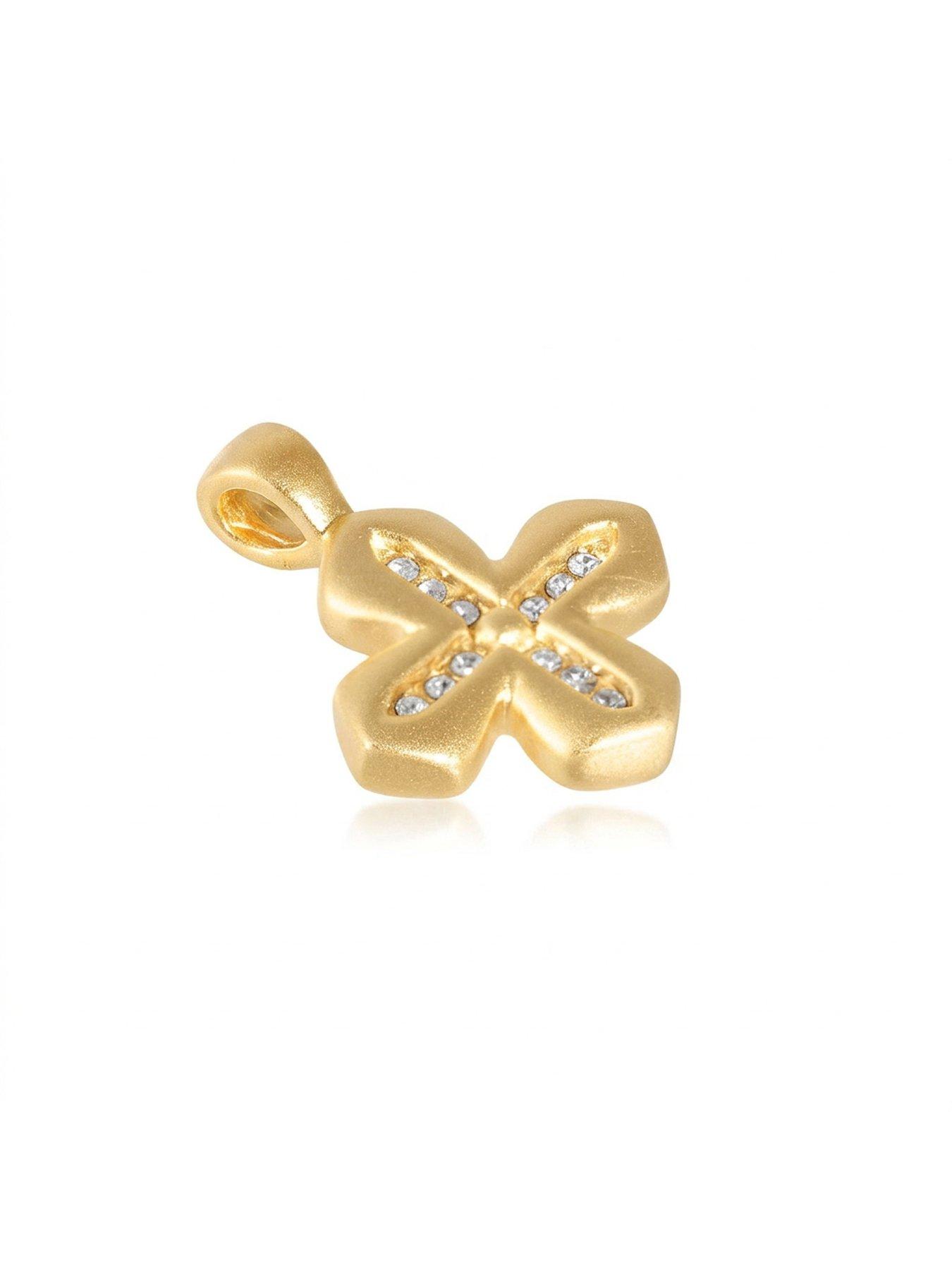 Image 2 of 3 of Seol + Gold 18ct Gold Plated Puffed Crystal Cross Necklace