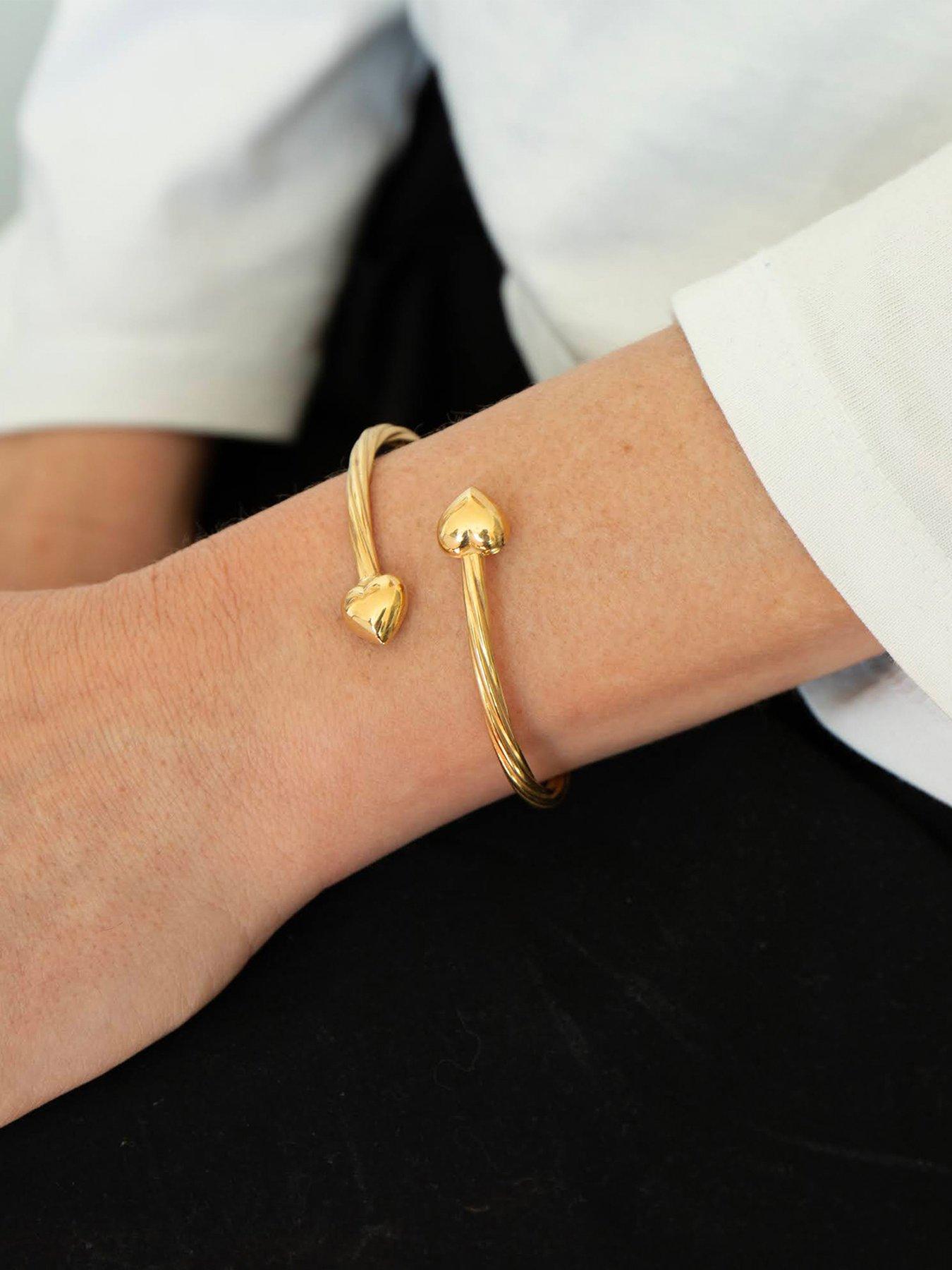 Image 2 of 5 of Seol + Gold 18ct Gold Plated Puffy Heart Torque Bangle
