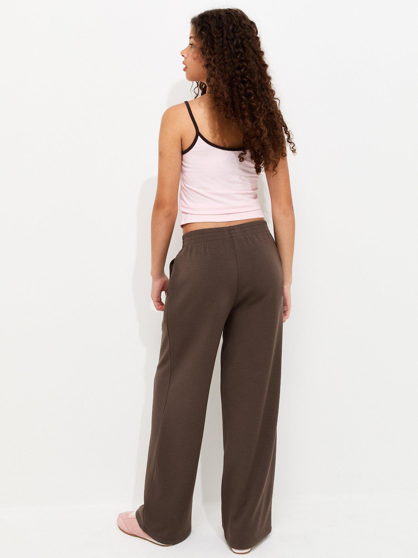 Image 2 of 5 of New Look 915 Girls Soft Touch Wide Leg Jogging Bottoms - Dark Brown
