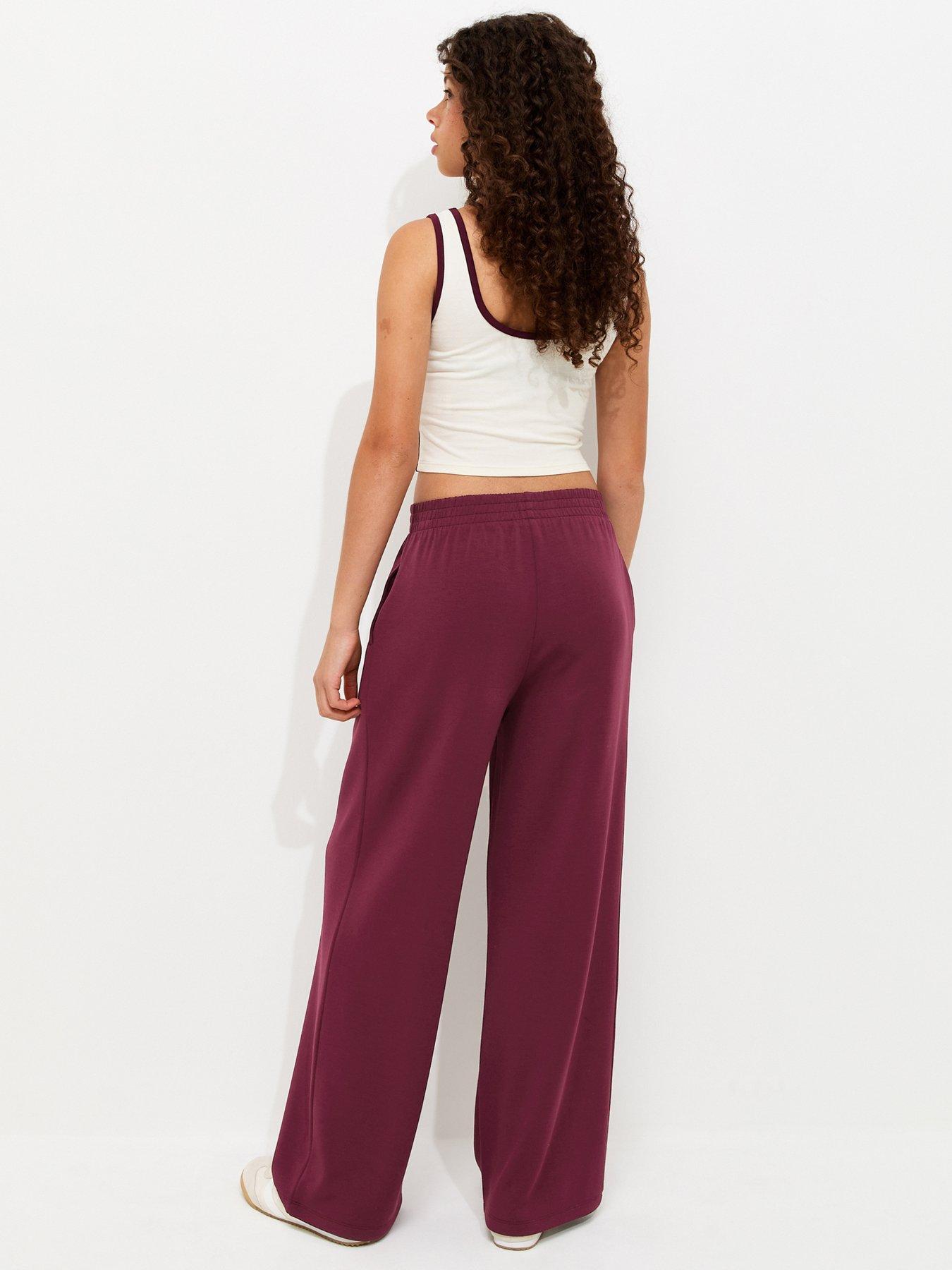 Image 2 of 5 of New Look 915 Girls Wide Leg Soft Touch Jogging Bottoms - Dark Red