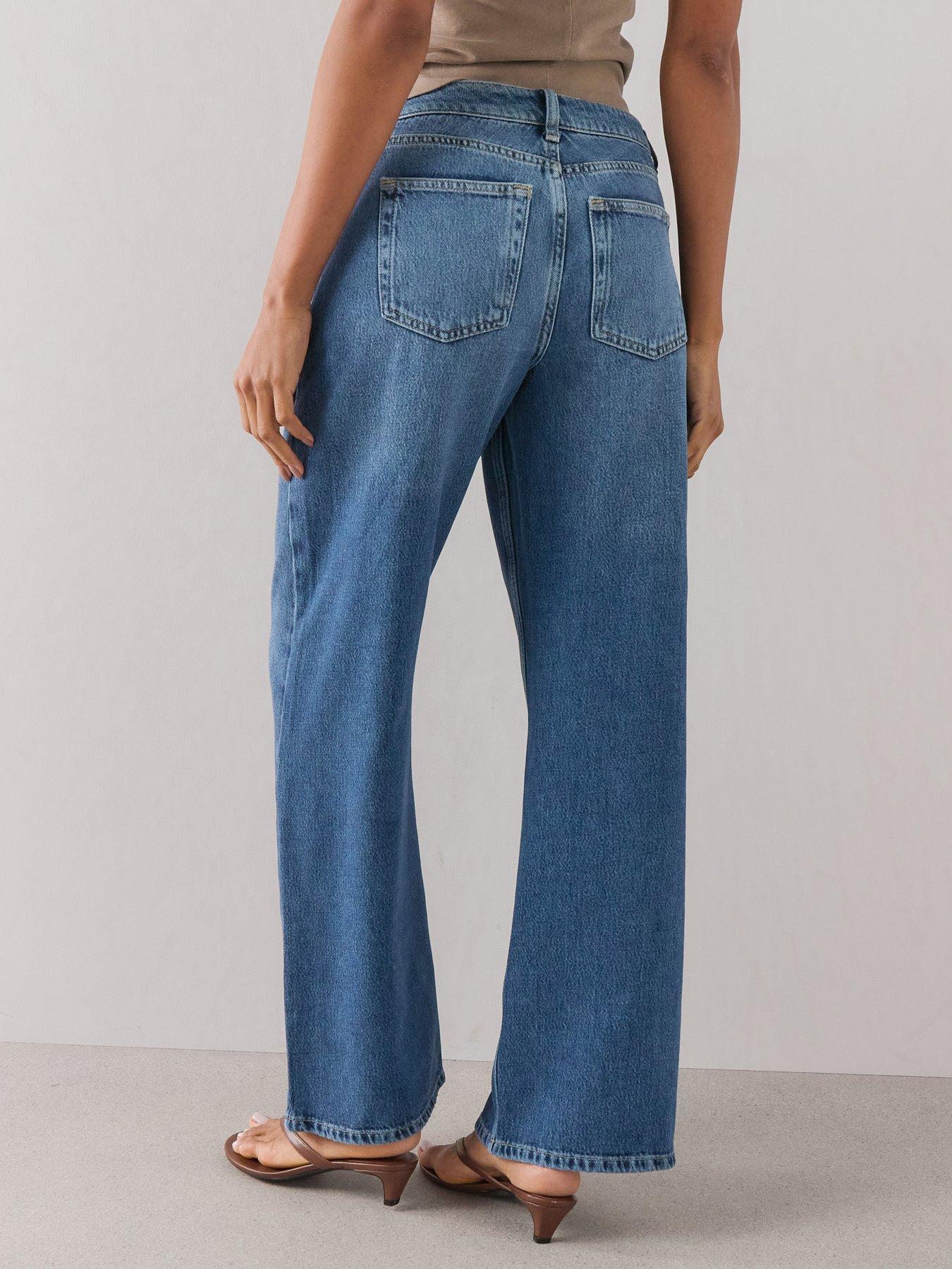 Image 2 of 7 of The Very Collection High Waist Soft Wide Leg Jeans - Mid Wash