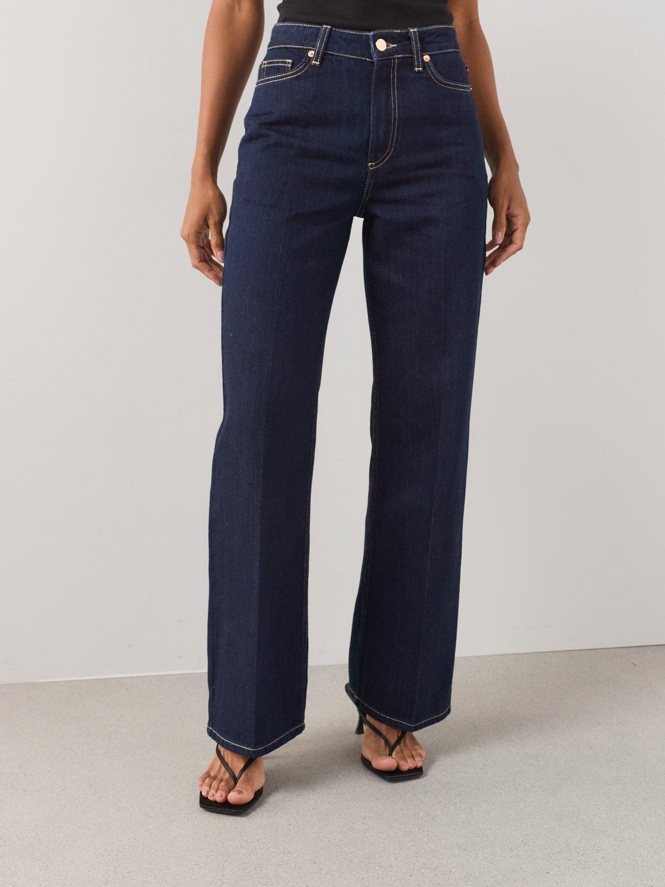 Image 3 of 6 of The Very Collection Crease Front Slim Wide Co-Ord Jeans - Dark Wash