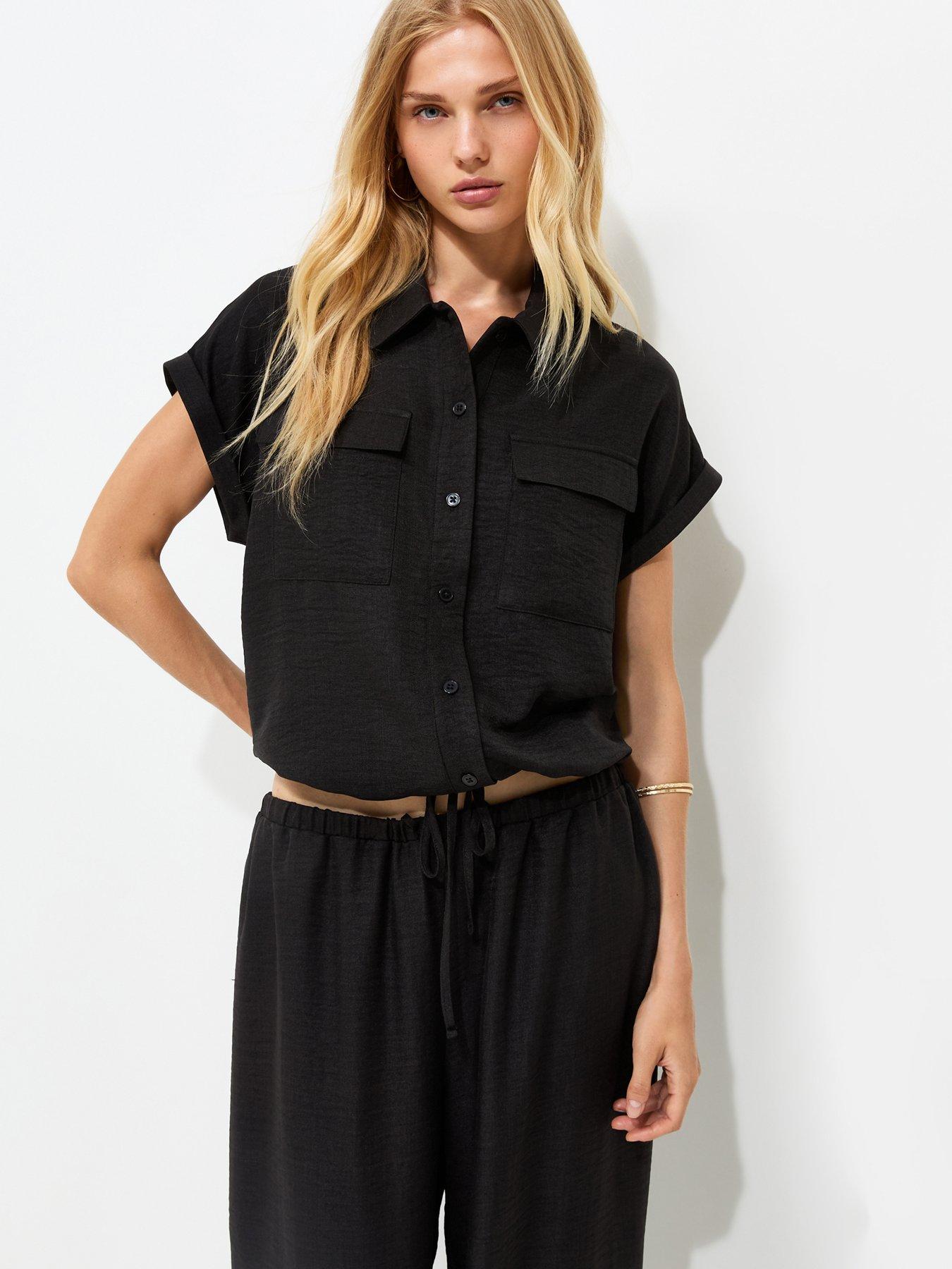 New Look Utility Pocket Short Sleeve Shirt - Black