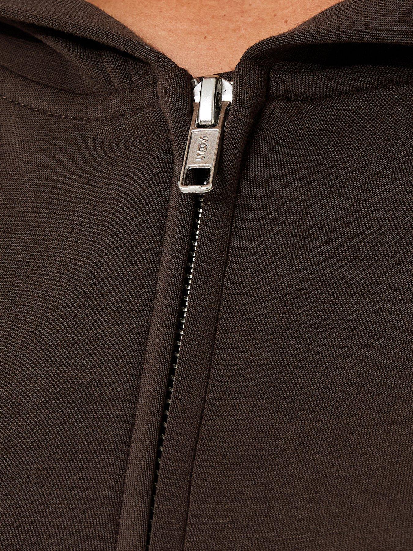 Image 5 of 5 of New Look 915 Girls Soft Touch Zip Front Hoodie - Dark Brown