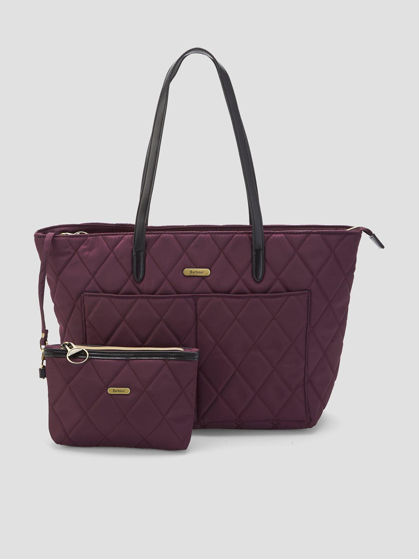 Image 1 of 5 of Barbour Womens Quilted Zip Top Tote Bag - Red