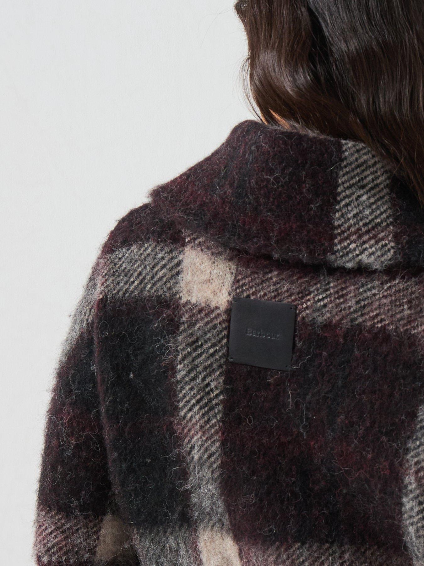 Image 4 of 6 of Barbour Womens Zip-Through Oversized Collar Multi Check Jumper - Multi