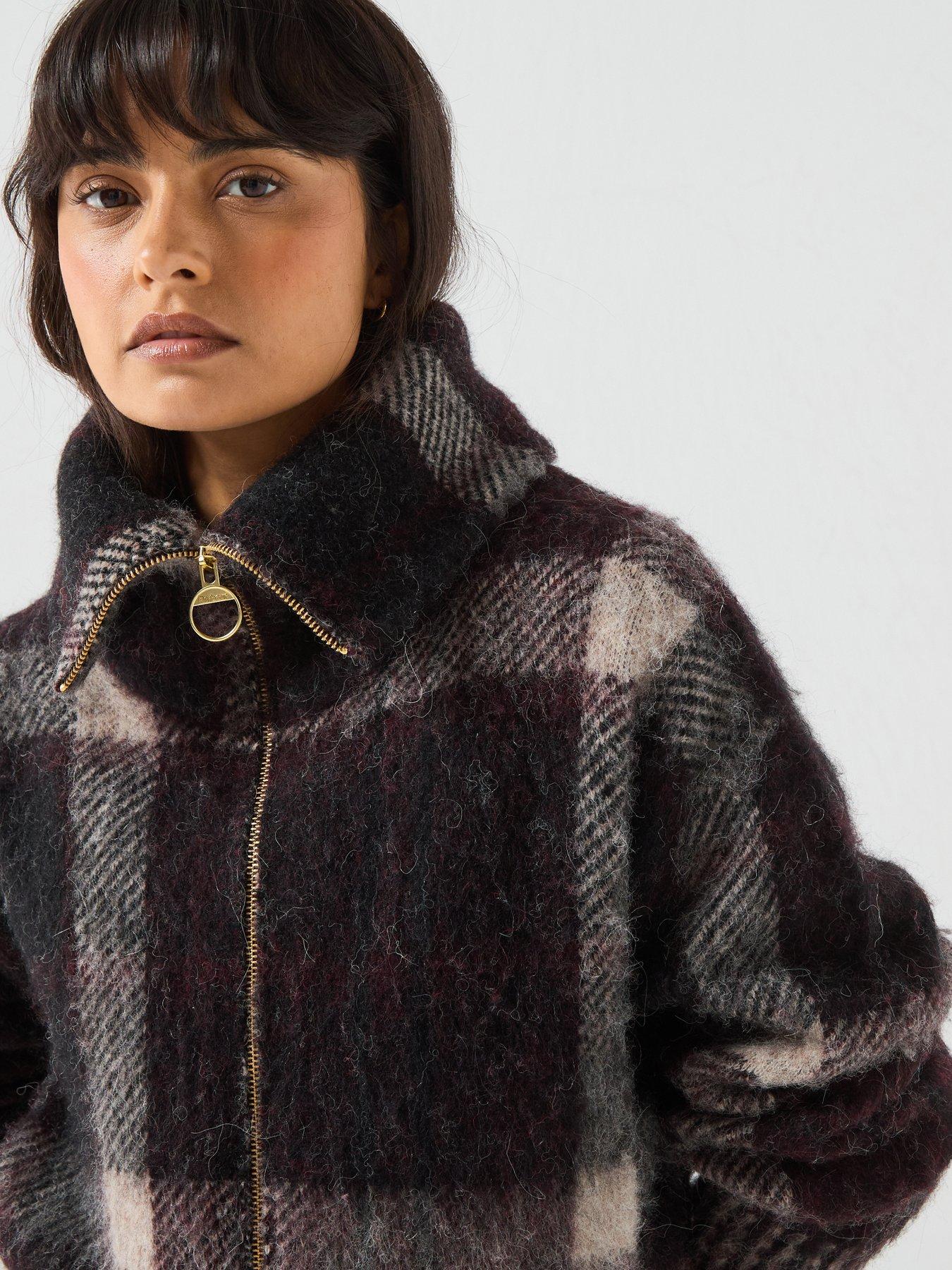 Image 6 of 6 of Barbour Womens Zip-Through Oversized Collar Multi Check Jumper - Multi