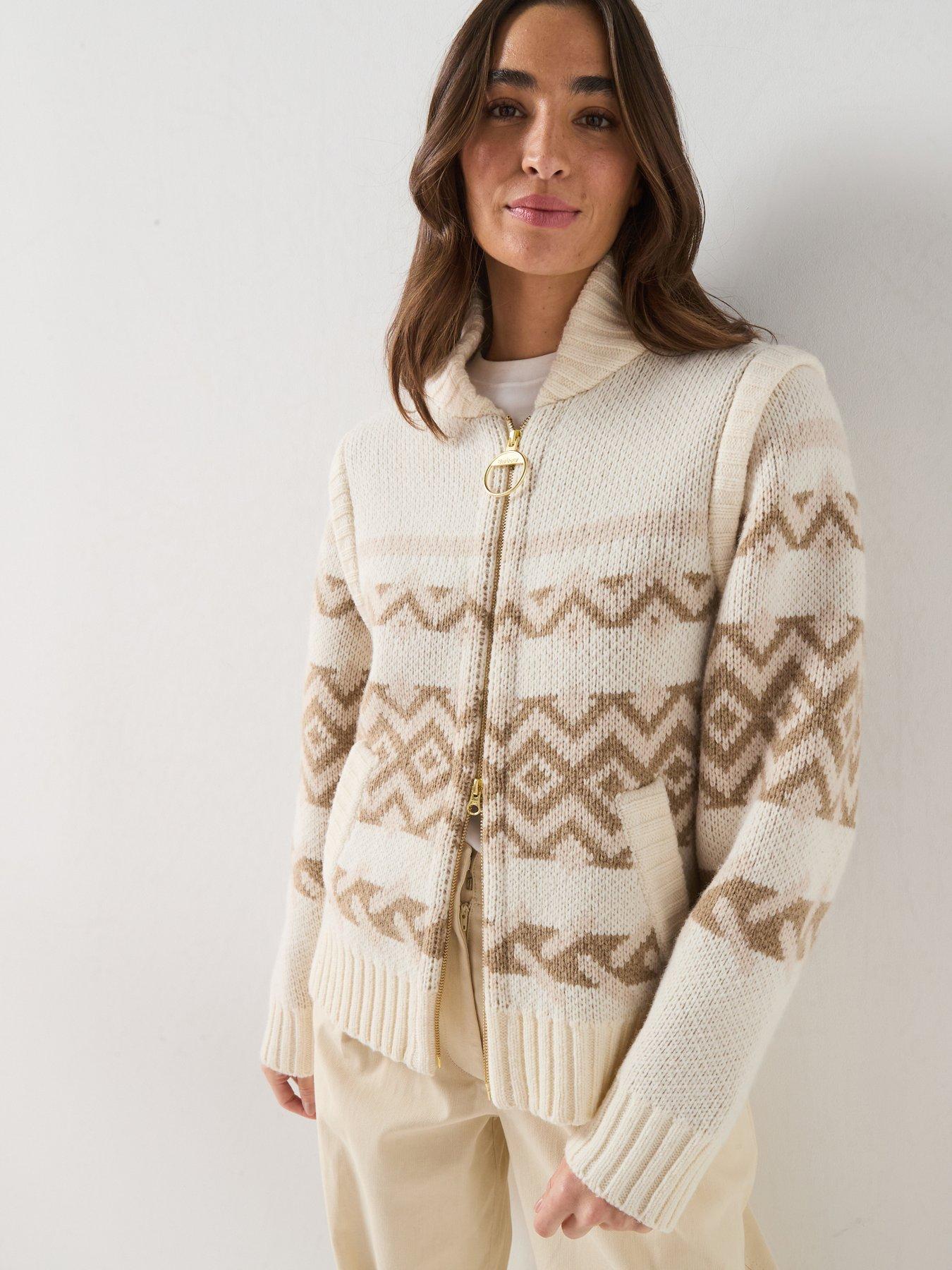 Barbour Maplewood Knitted Zip Through Jumper - Cream