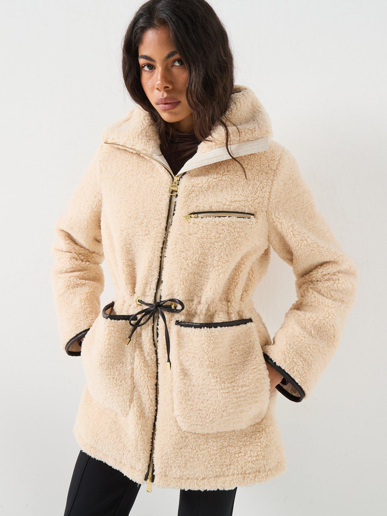 Image 4 of 6 of Barbour International Womens Drawcord Waist Funnel Neck Fleece Jacket - Black