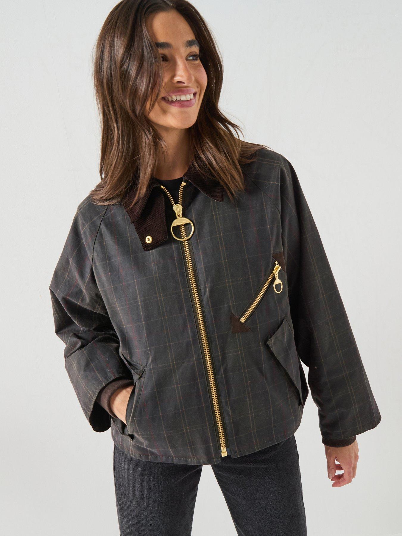 Barbour Arlene Checked Wax Jacket - Brown