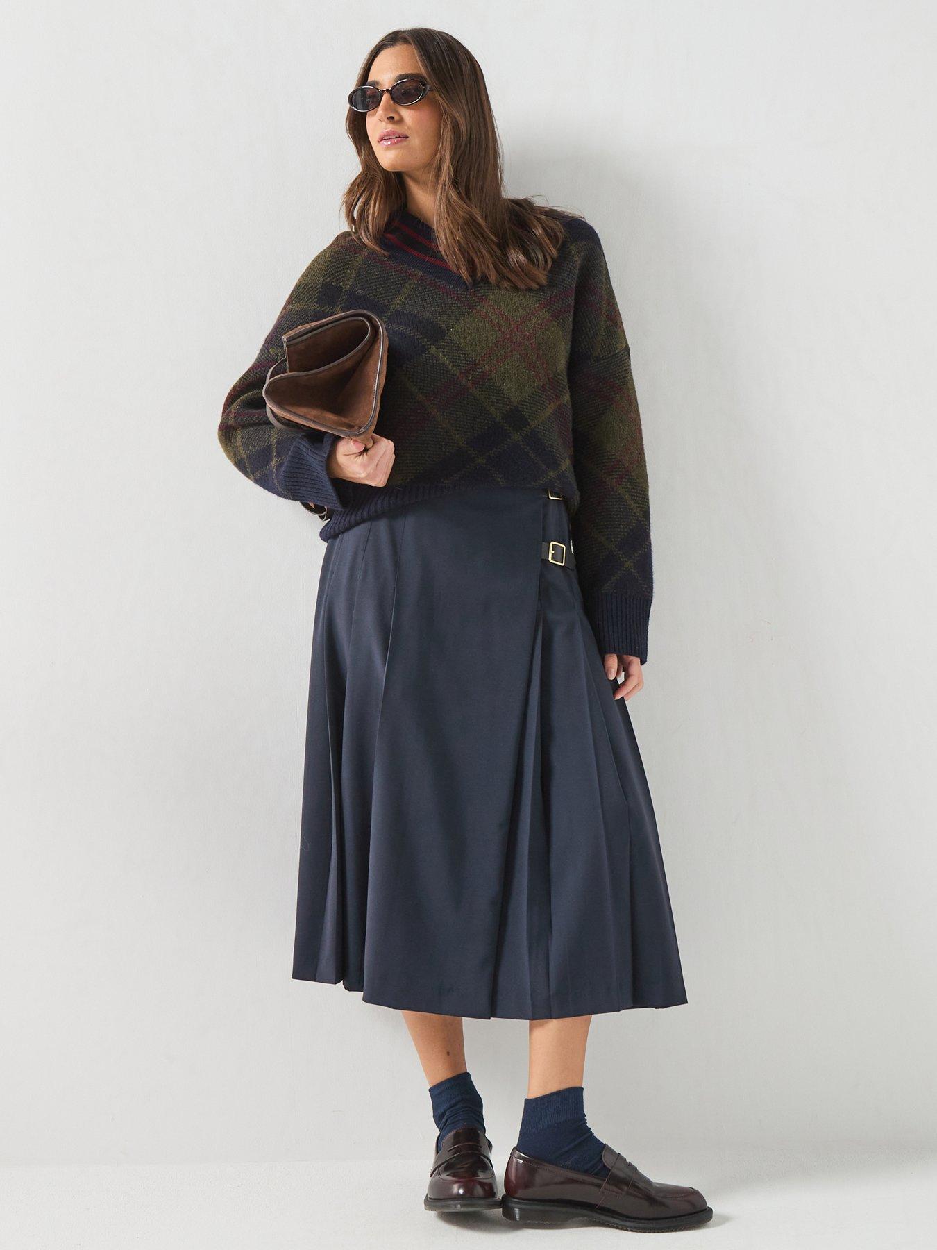 Image 1 of 6 of Barbour Delilah Midi Skirt - Blue