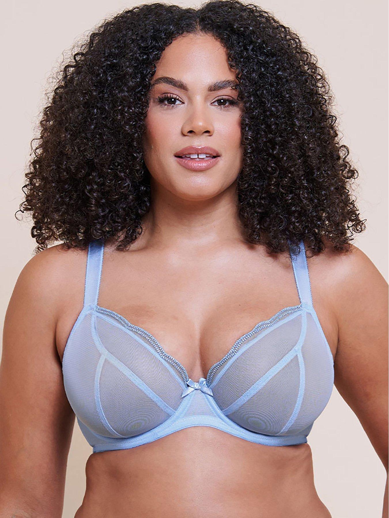 Image 1 of 5 of Curvy Kate Lightstyle Scallop Plunge Bra - Light Blue/silver