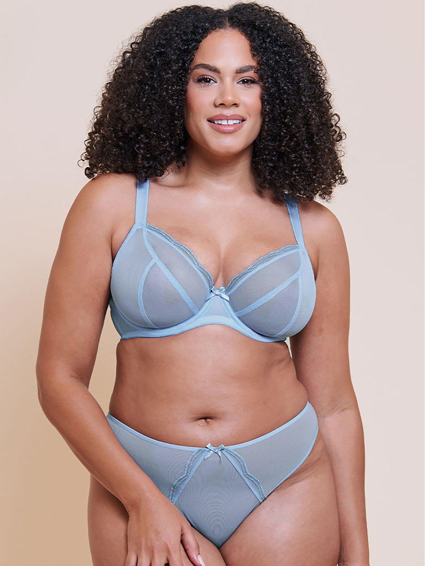 Image 3 of 5 of Curvy Kate Lightstyle Scallop Plunge Bra - Light Blue/silver