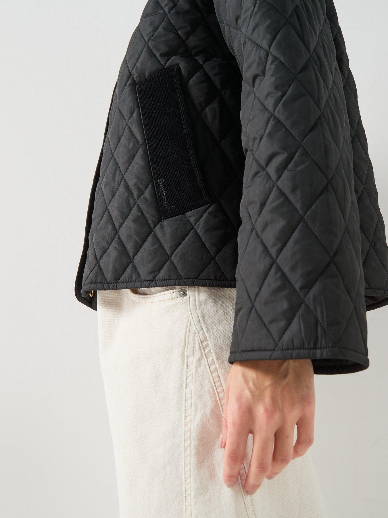 Image 4 of 6 of Barbour Womens Quilted Cord Collar Jacket - Black