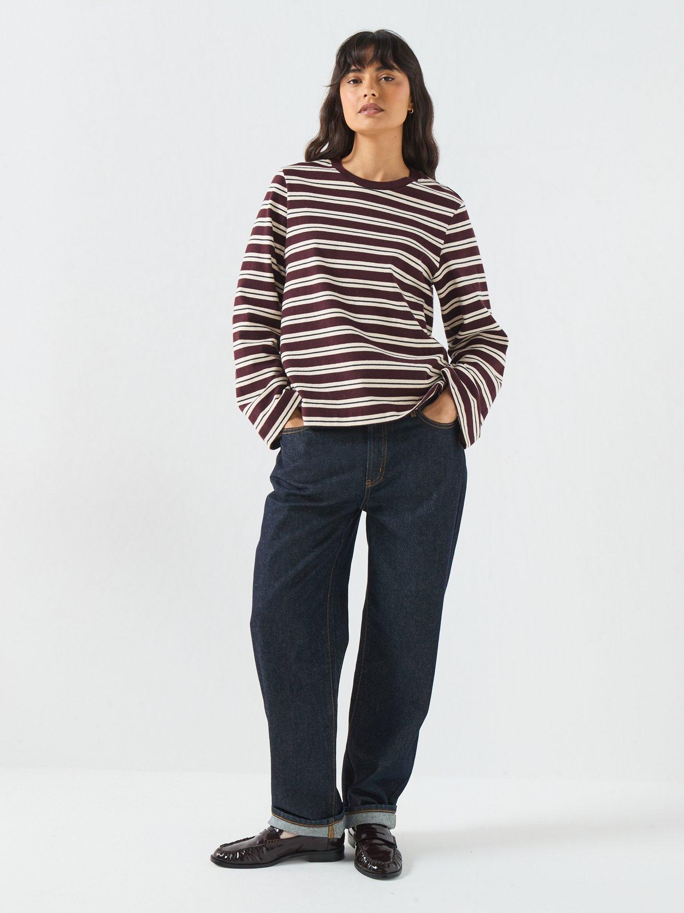 Image 3 of 6 of Barbour Womens Breton Stripe Relaxed Long Sleeve T-Shirt - Brown