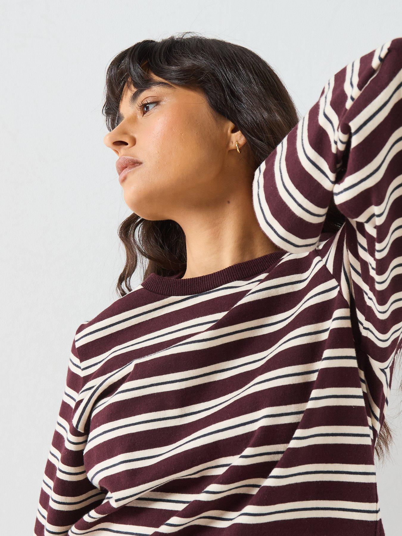 Image 5 of 6 of Barbour Womens Breton Stripe Relaxed Long Sleeve T-Shirt - Brown