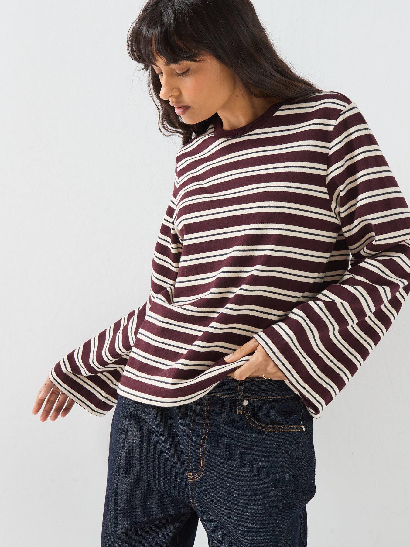 Image 6 of 6 of Barbour Womens Breton Stripe Relaxed Long Sleeve T-Shirt - Brown