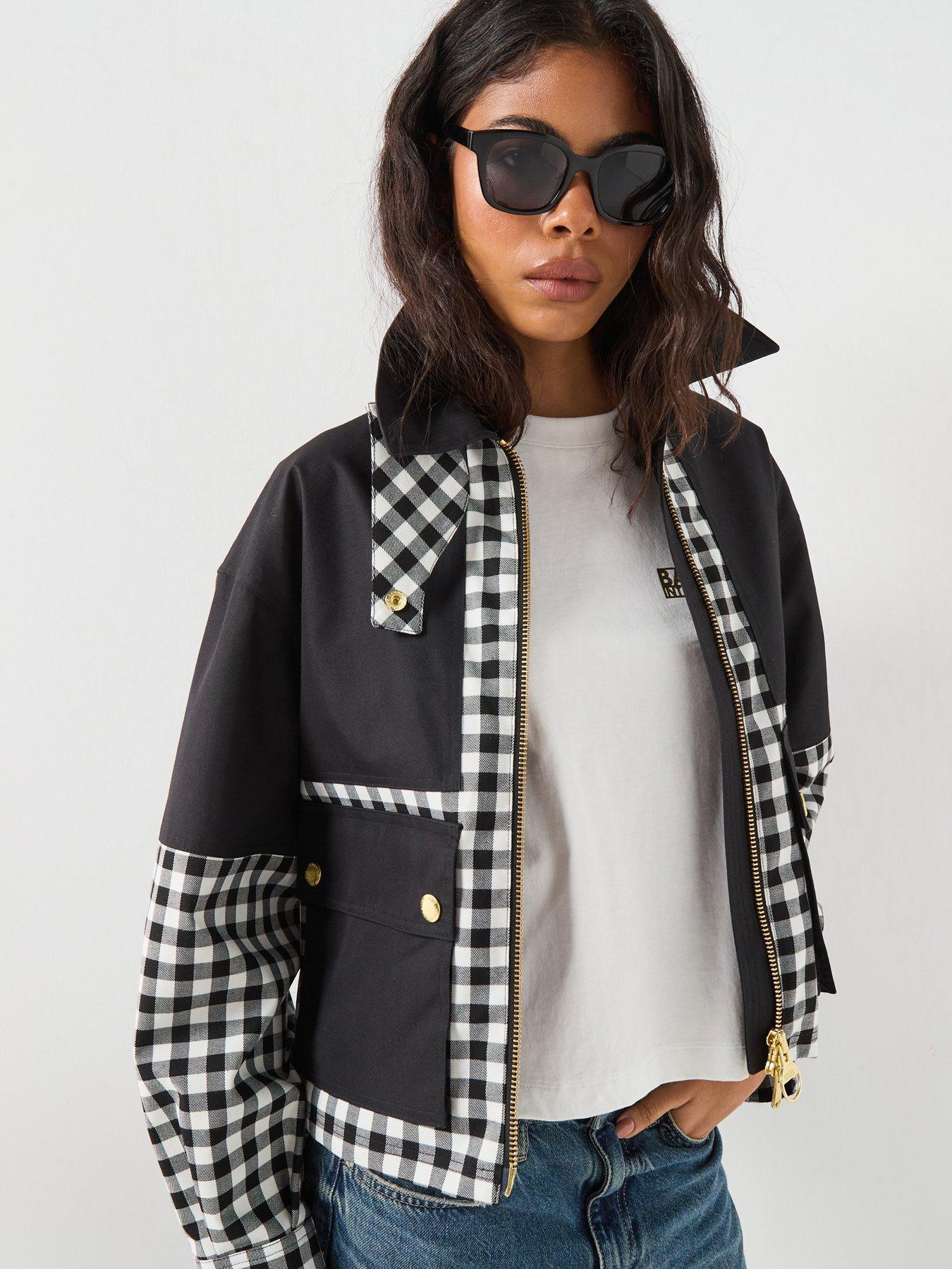 Barbour International Gabriette Check Showerproof Jacket - Black