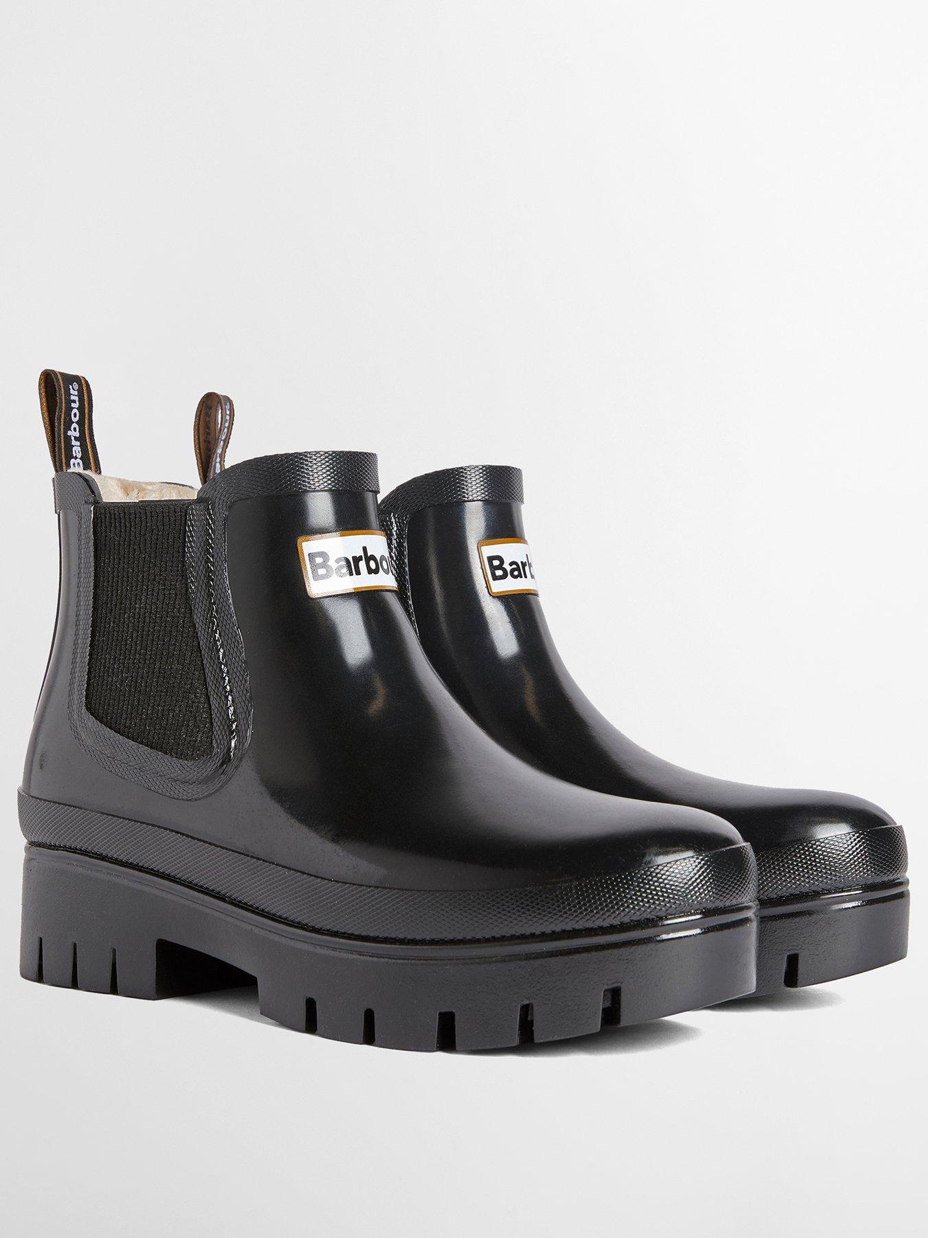 Image 2 of 5 of Barbour Halton Faux Fur Lined Ankle Wellingtons - Black