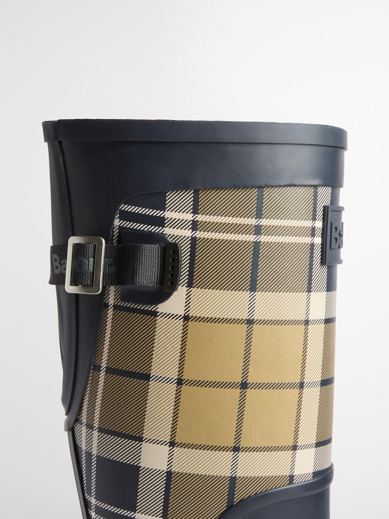 Image 4 of 4 of Barbour Womens Tall Checked Wellington Boots - Blue