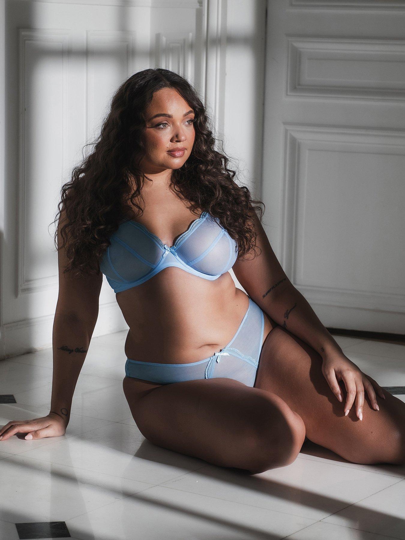 Image 5 of 6 of Curvy Kate Curvy Kate Lightstyle Scallop Brazilian Brief- Light Blue/silver