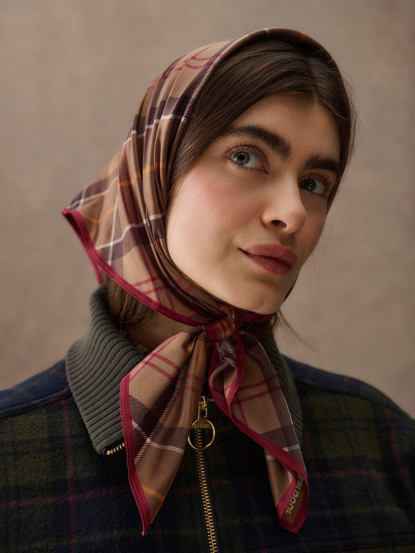 Image 5 of 6 of Barbour Kinsale Tartan Head Scarf
