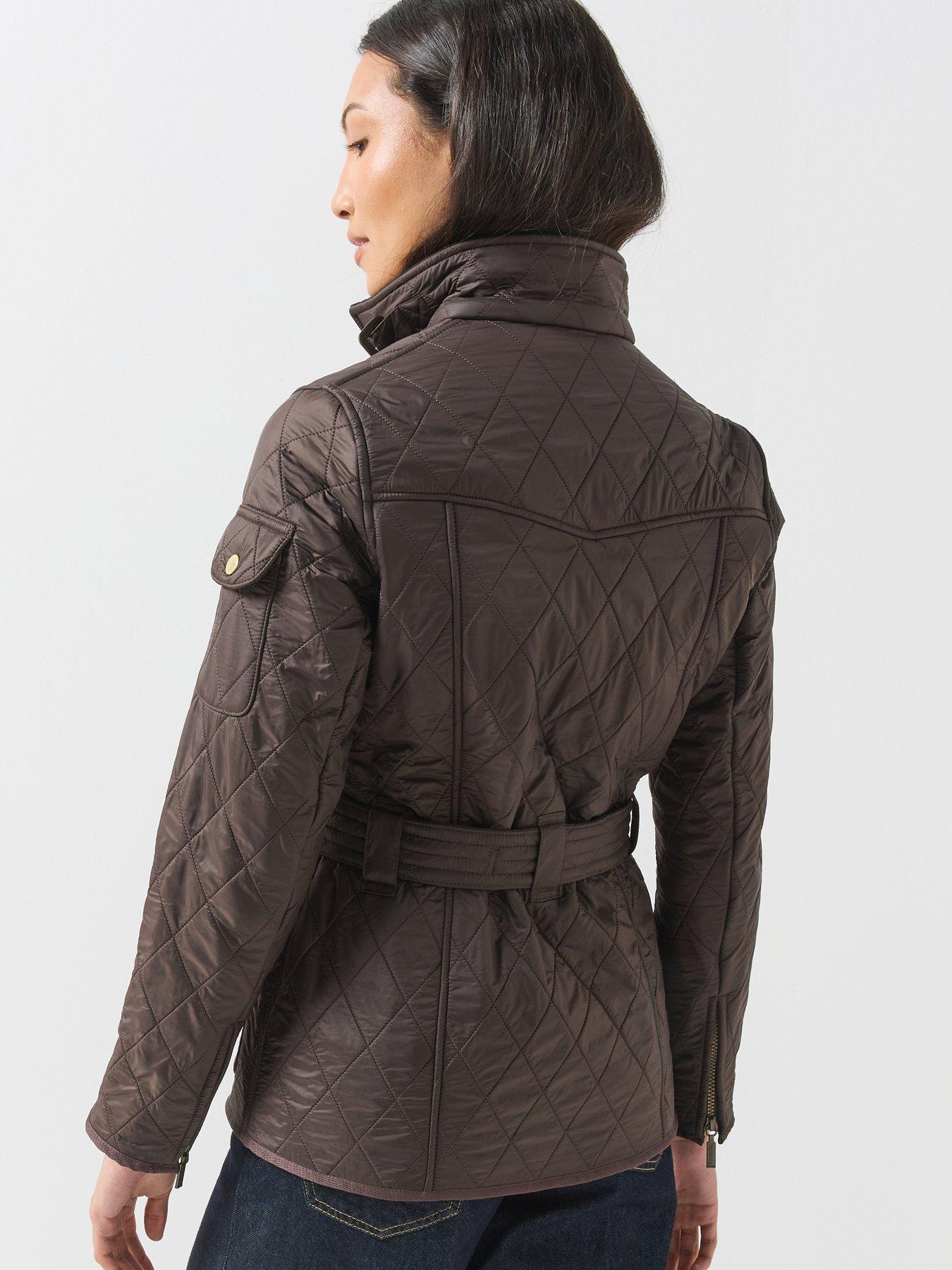 Image 2 of 7 of Barbour International Womens Polarquilt Belted Funnel Neck Jacket - Brown