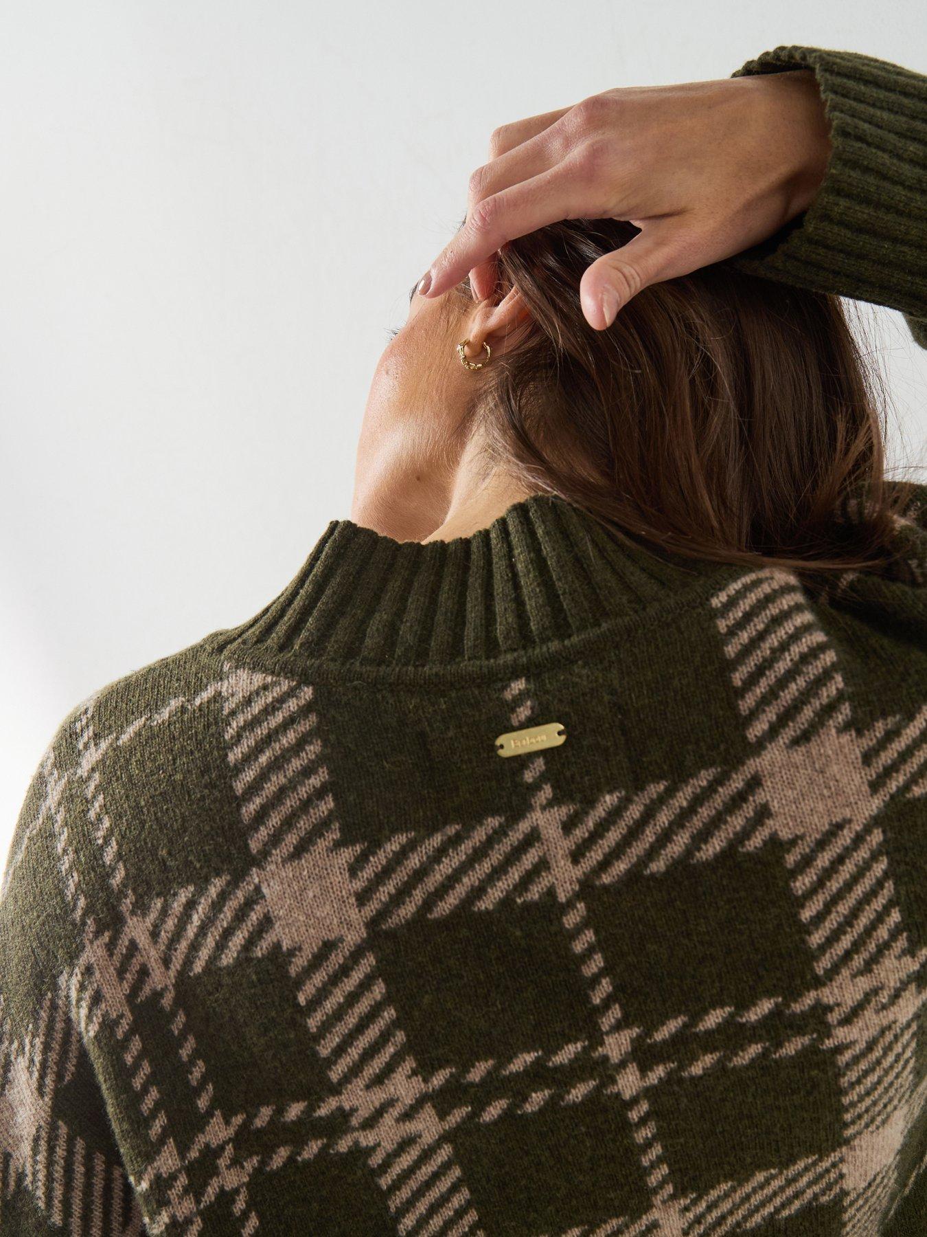 Image 6 of 6 of Barbour Womens Delilah Tartan Jacquard Funnel Neck Jumper - Green