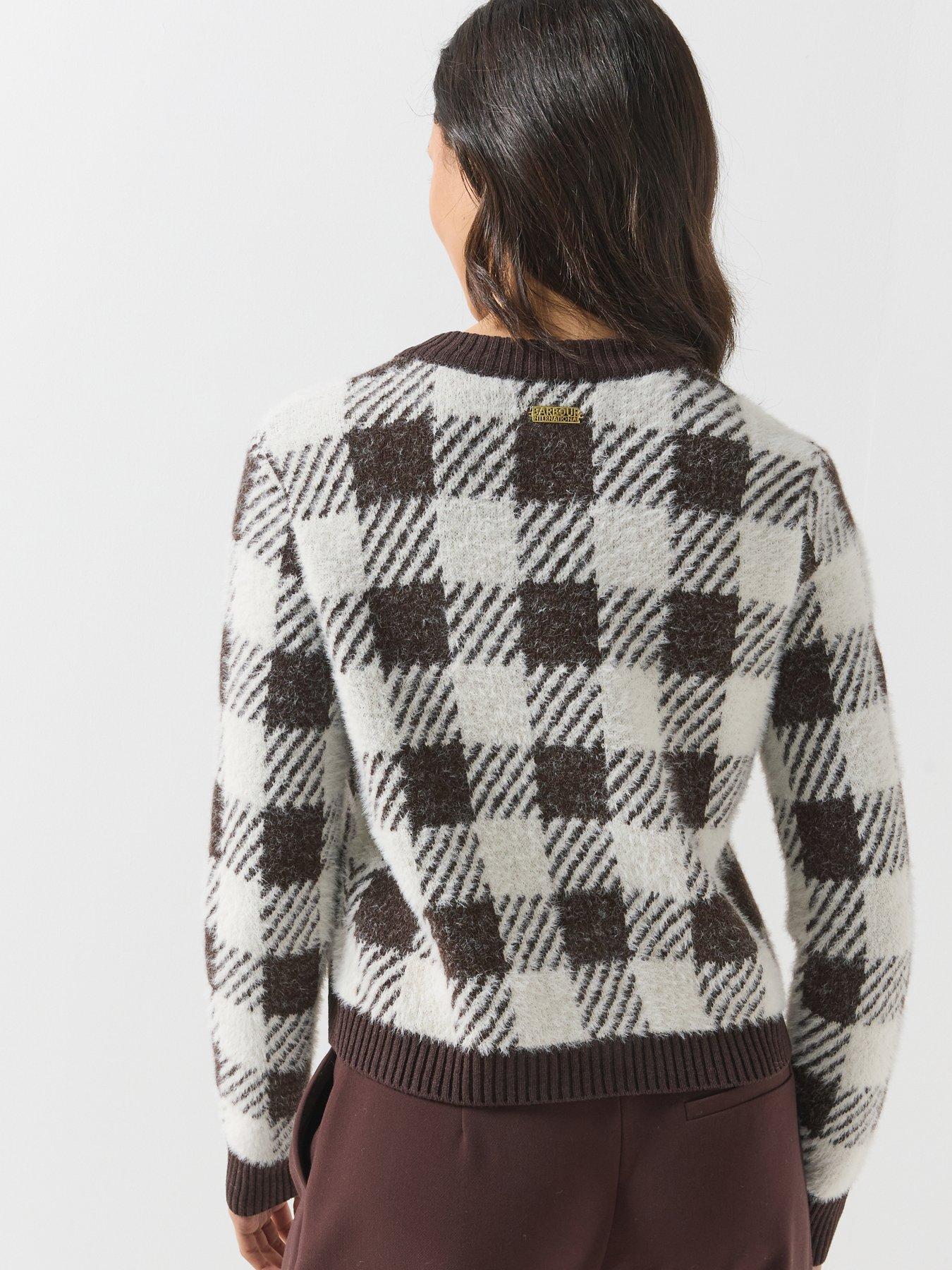 Image 2 of 6 of Barbour International Womens Halina Checked Button-Through Cardigan - Brown