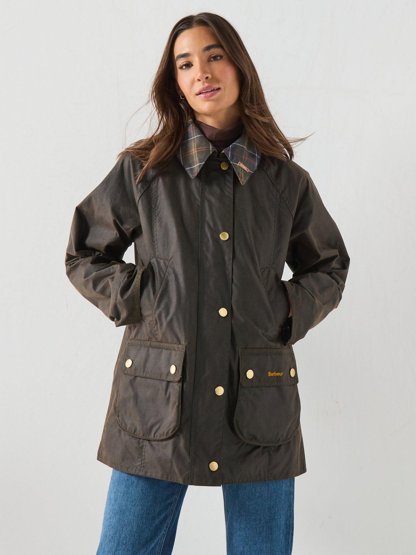 Barbour Icons Tartan Collar Modern Beadnell Wax Jacket - Green