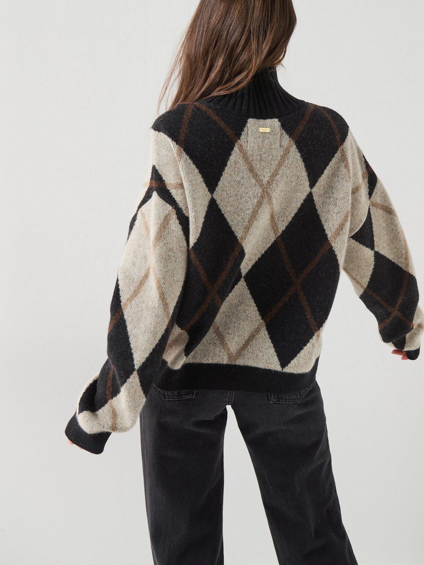 Image 2 of 6 of Barbour Womens Argyle Roll Neck Slouchy Jumper - Multi