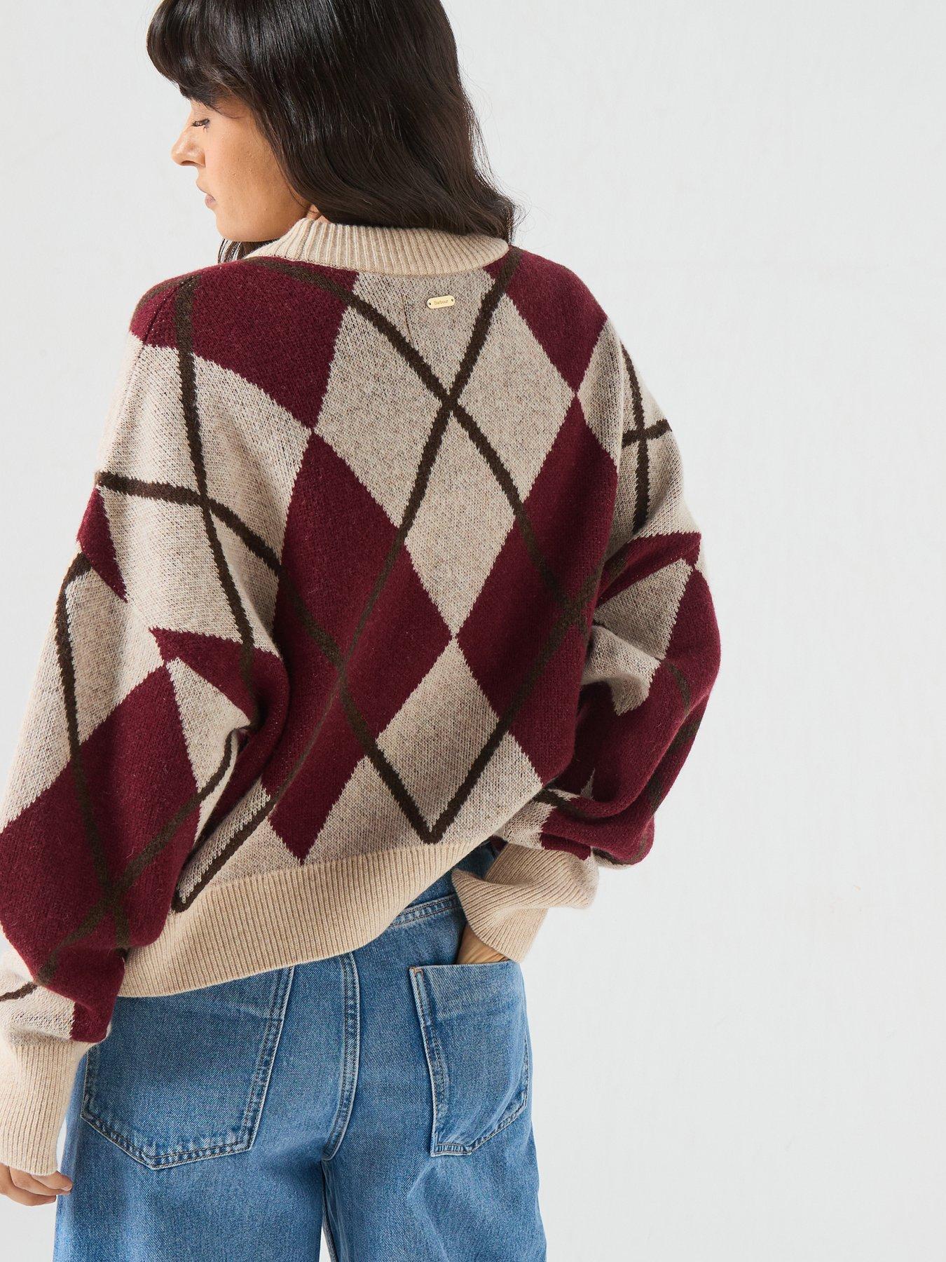 Image 2 of 6 of Barbour Womens Harleigh Argyle Jacquard Wool-Blend Cardigan - Multi