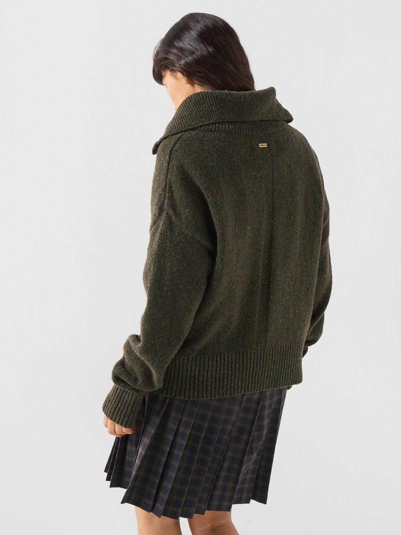Image 2 of 6 of Barbour Womens Lavensdale Wool Blend Quarter Zip Jumper - Green