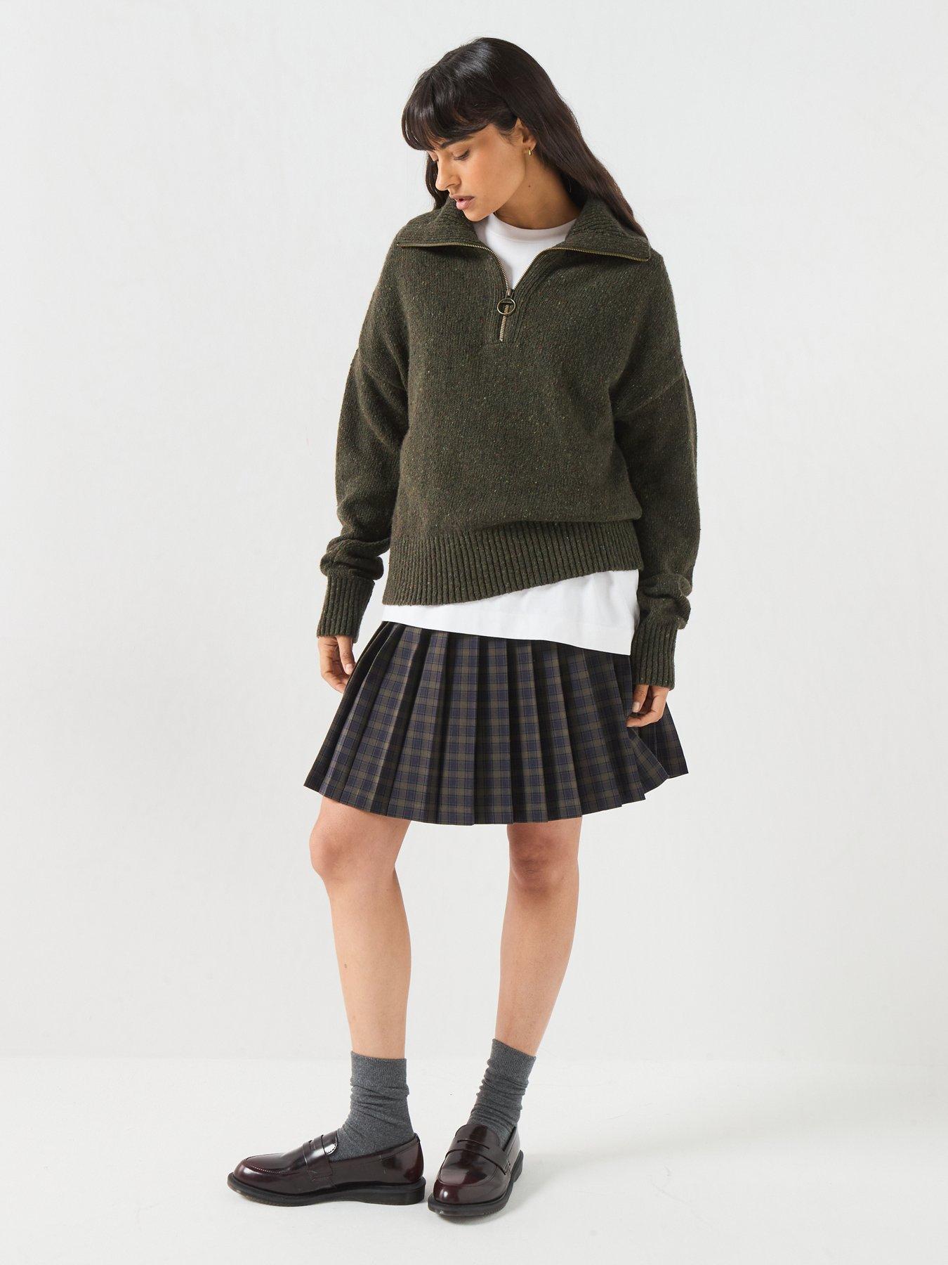 Image 3 of 6 of Barbour Womens Lavensdale Wool Blend Quarter Zip Jumper - Green