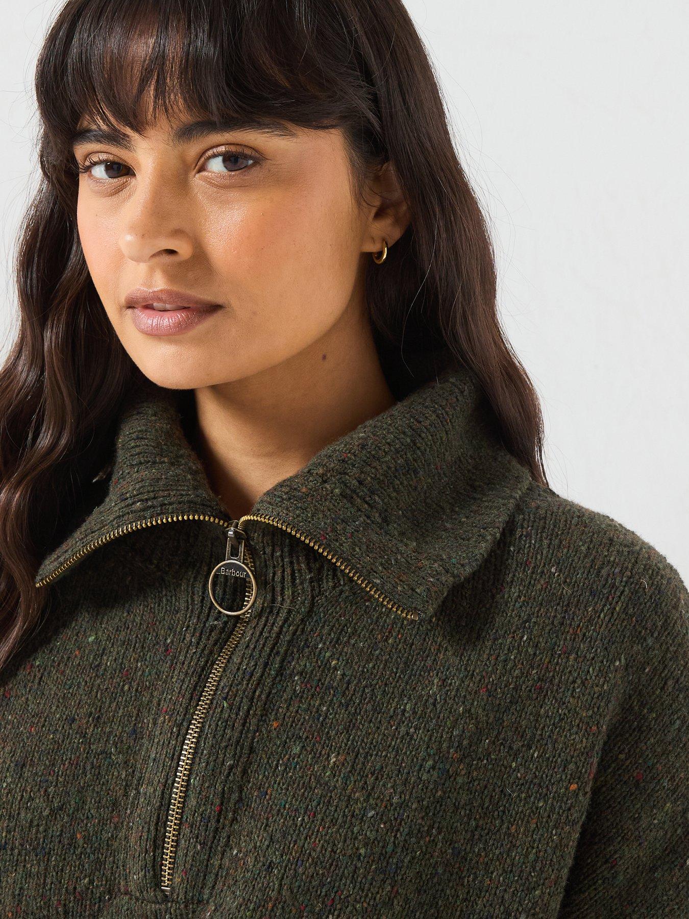 Image 4 of 6 of Barbour Womens Lavensdale Wool Blend Quarter Zip Jumper - Green
