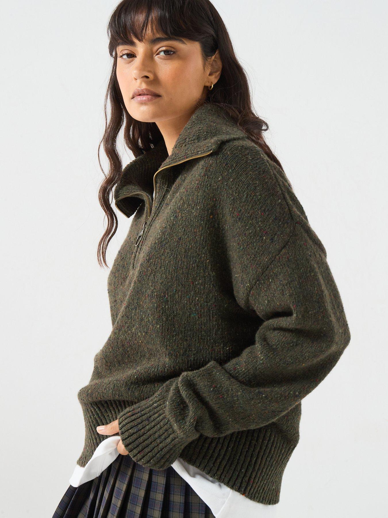 Image 5 of 6 of Barbour Womens Lavensdale Wool Blend Quarter Zip Jumper - Green