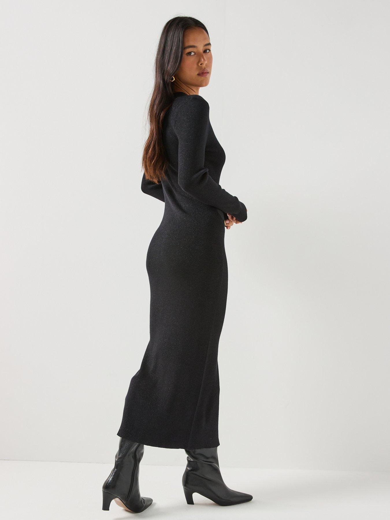 Image 2 of 6 of Barbour International Molina Knitted Midi Dress - Black