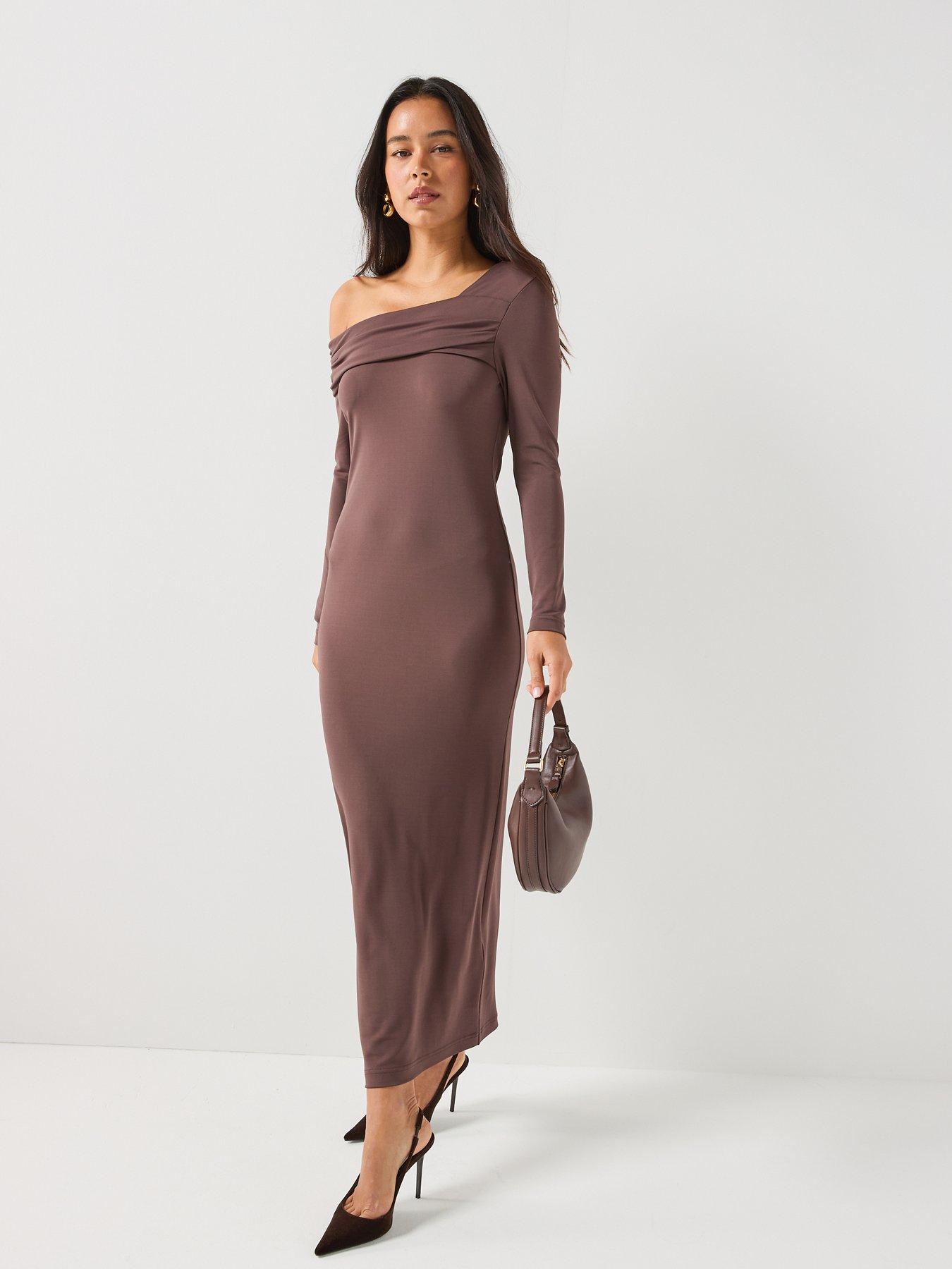 Image 3 of 6 of Barbour International Women's Kemora Off The Shoulder Midi Dress - Brown