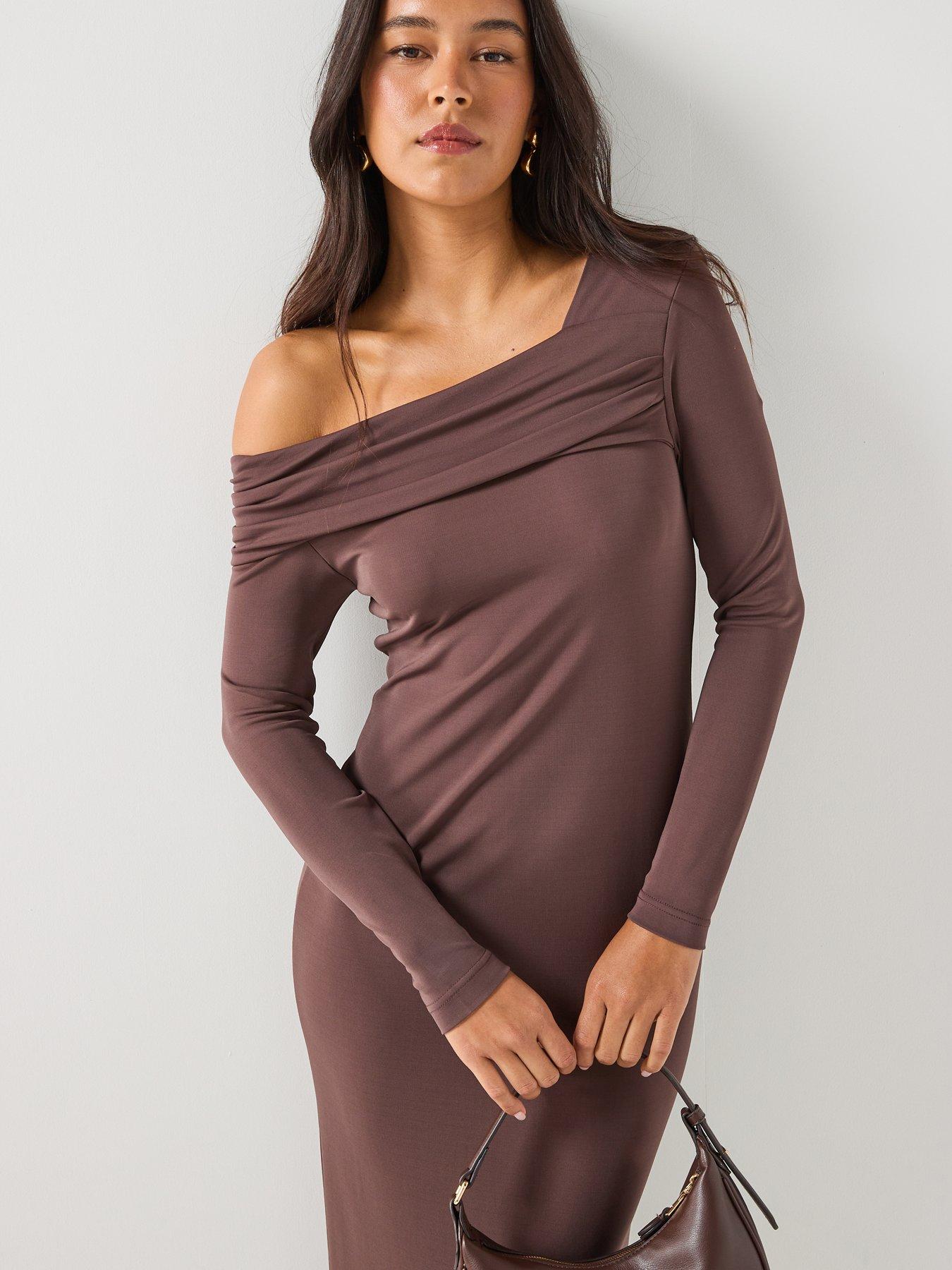 Image 4 of 6 of Barbour International Women's Kemora Off The Shoulder Midi Dress - Brown