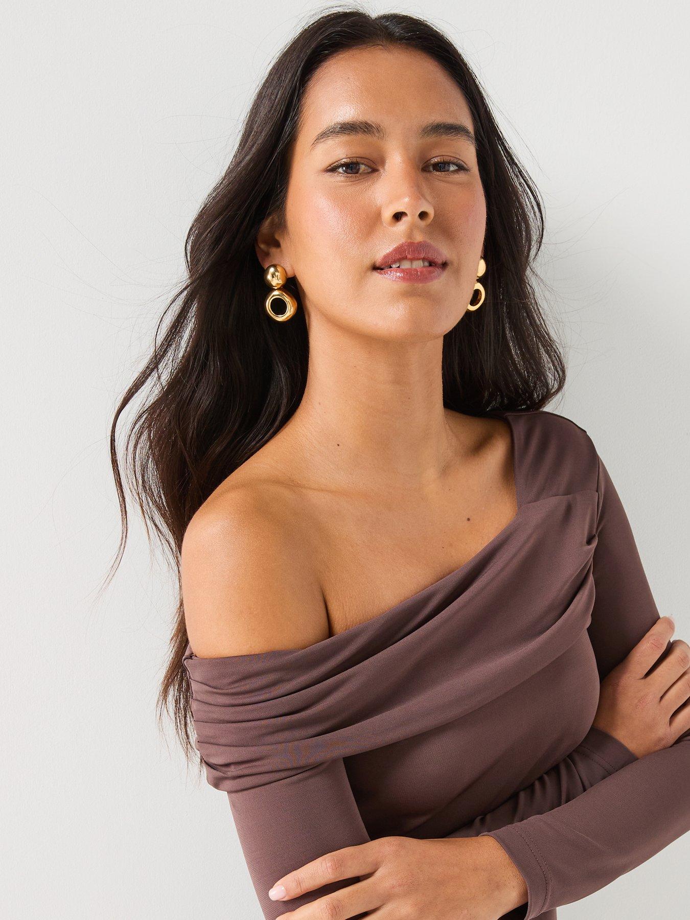 Image 5 of 6 of Barbour International Women's Kemora Off The Shoulder Midi Dress - Brown