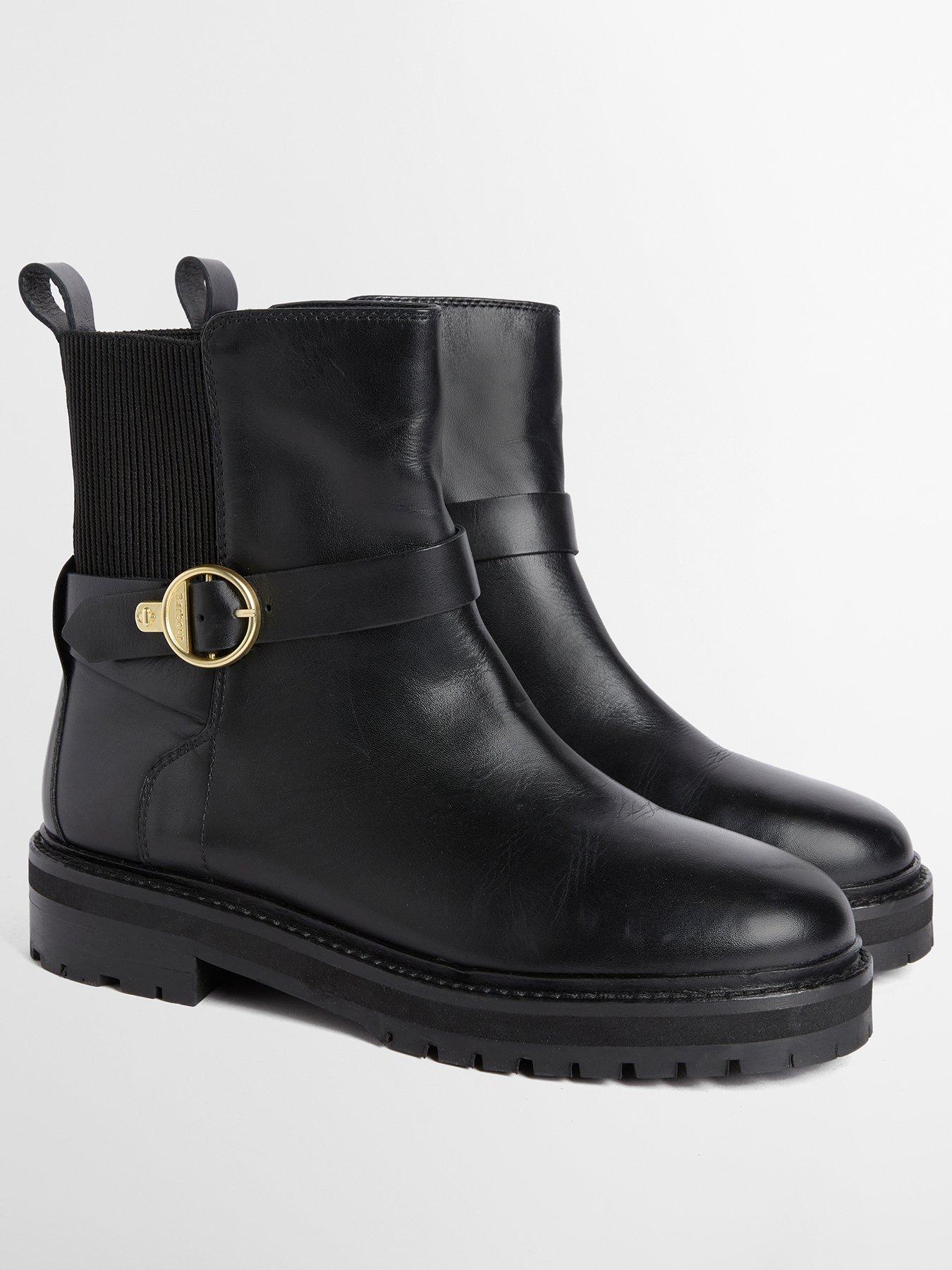 Image 2 of 5 of Barbour Womens Alexandra Buckle Detail Chunky Sole Ankle Boots - Black
