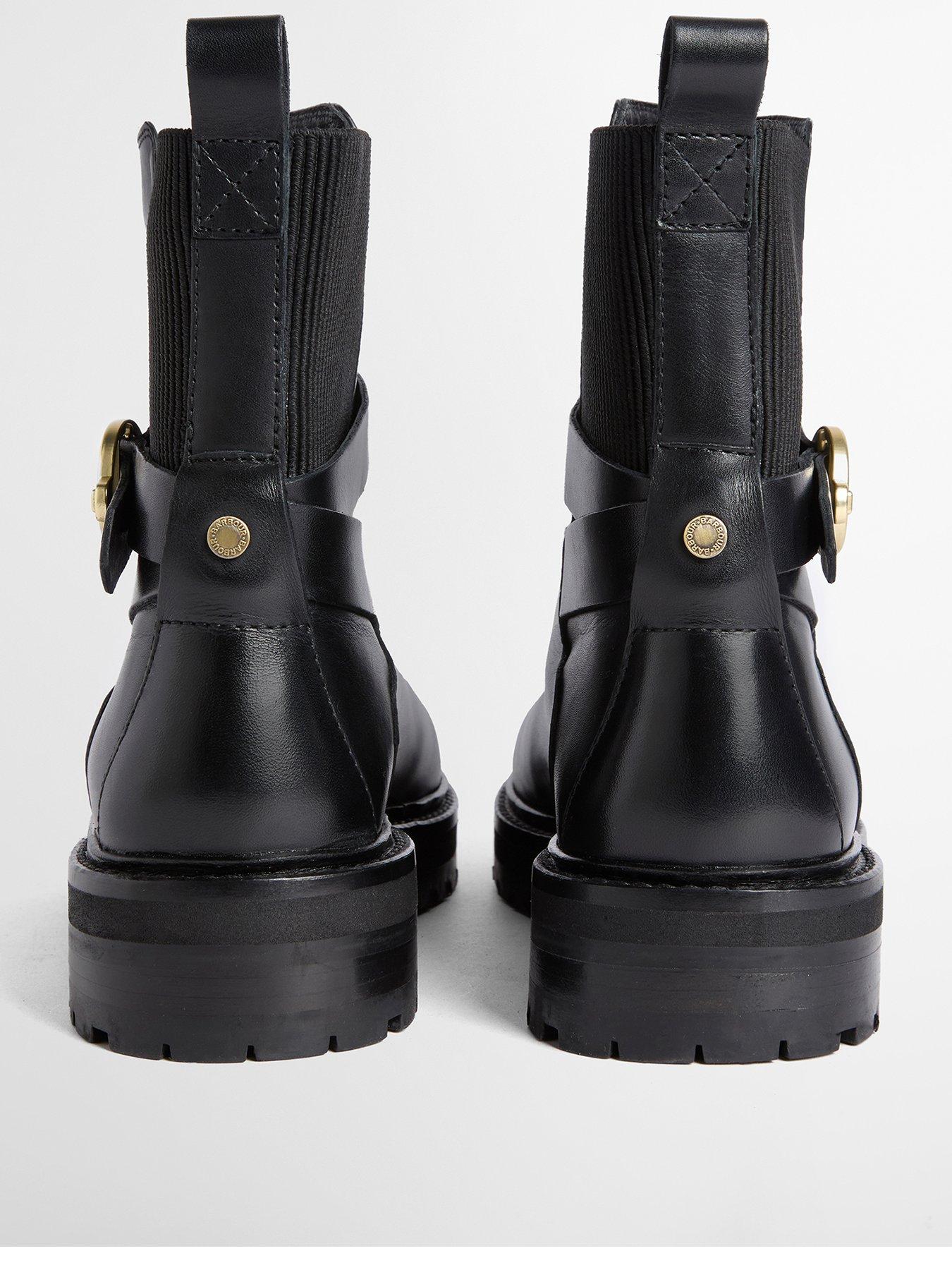 Image 3 of 5 of Barbour Womens Alexandra Buckle Detail Chunky Sole Ankle Boots - Black