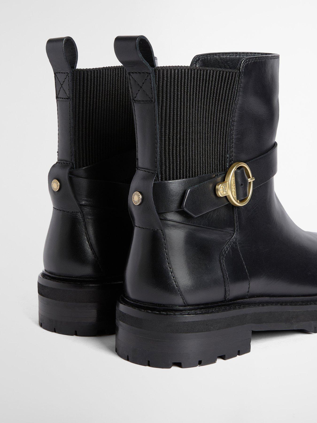 Image 4 of 5 of Barbour Womens Alexandra Buckle Detail Chunky Sole Ankle Boots - Black
