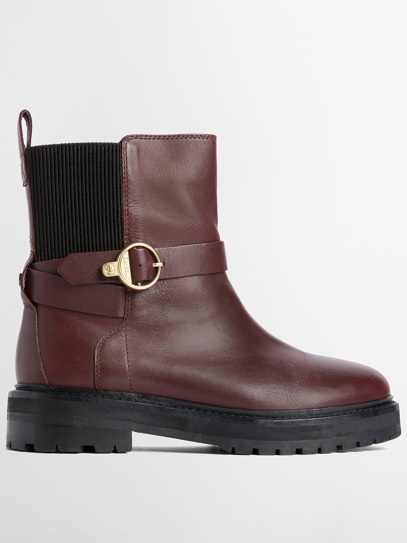 Image 1 of 5 of Barbour Alexandra Leather Ankle Boots - Red