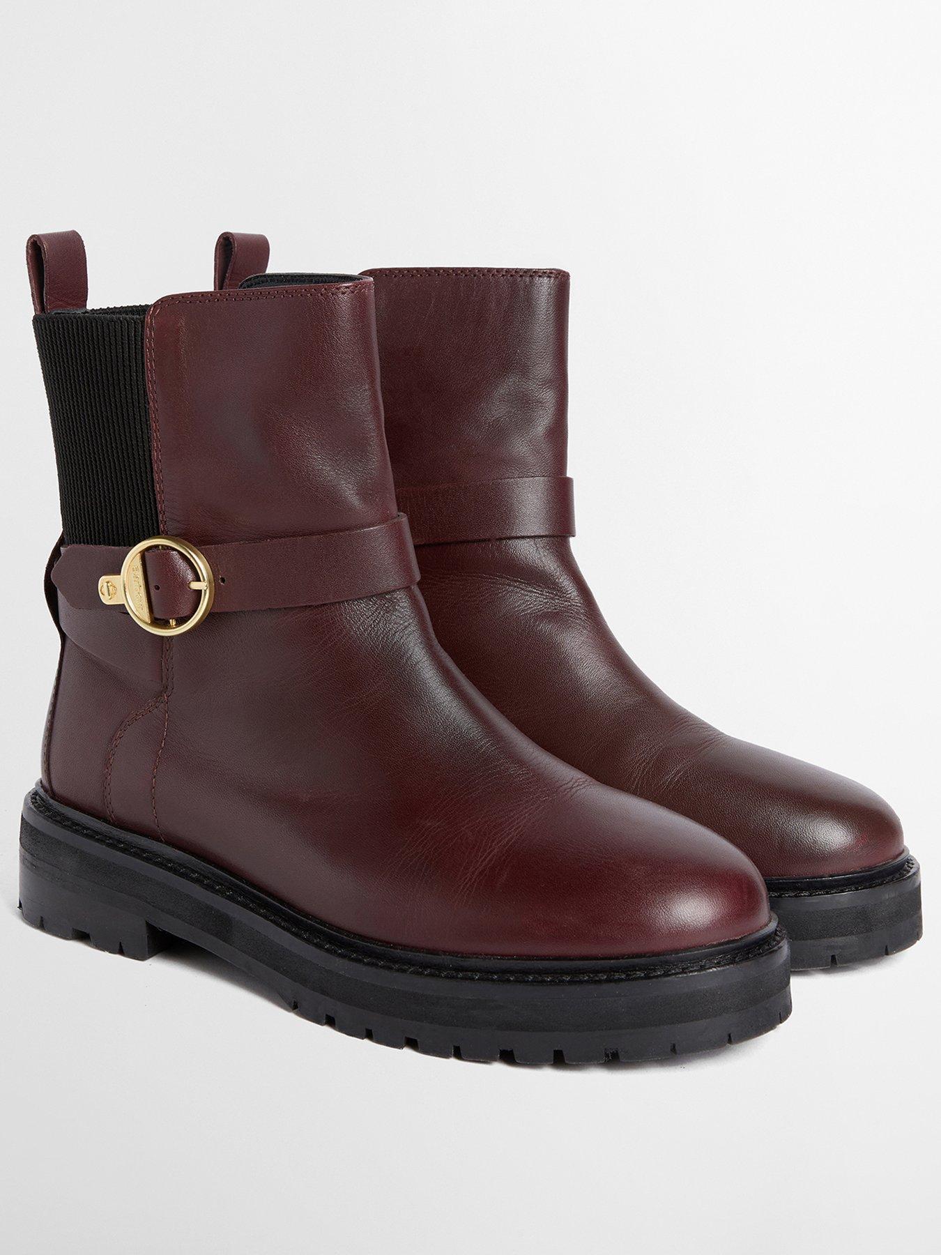 Image 2 of 5 of Barbour Alexandra Leather Ankle Boots - Red