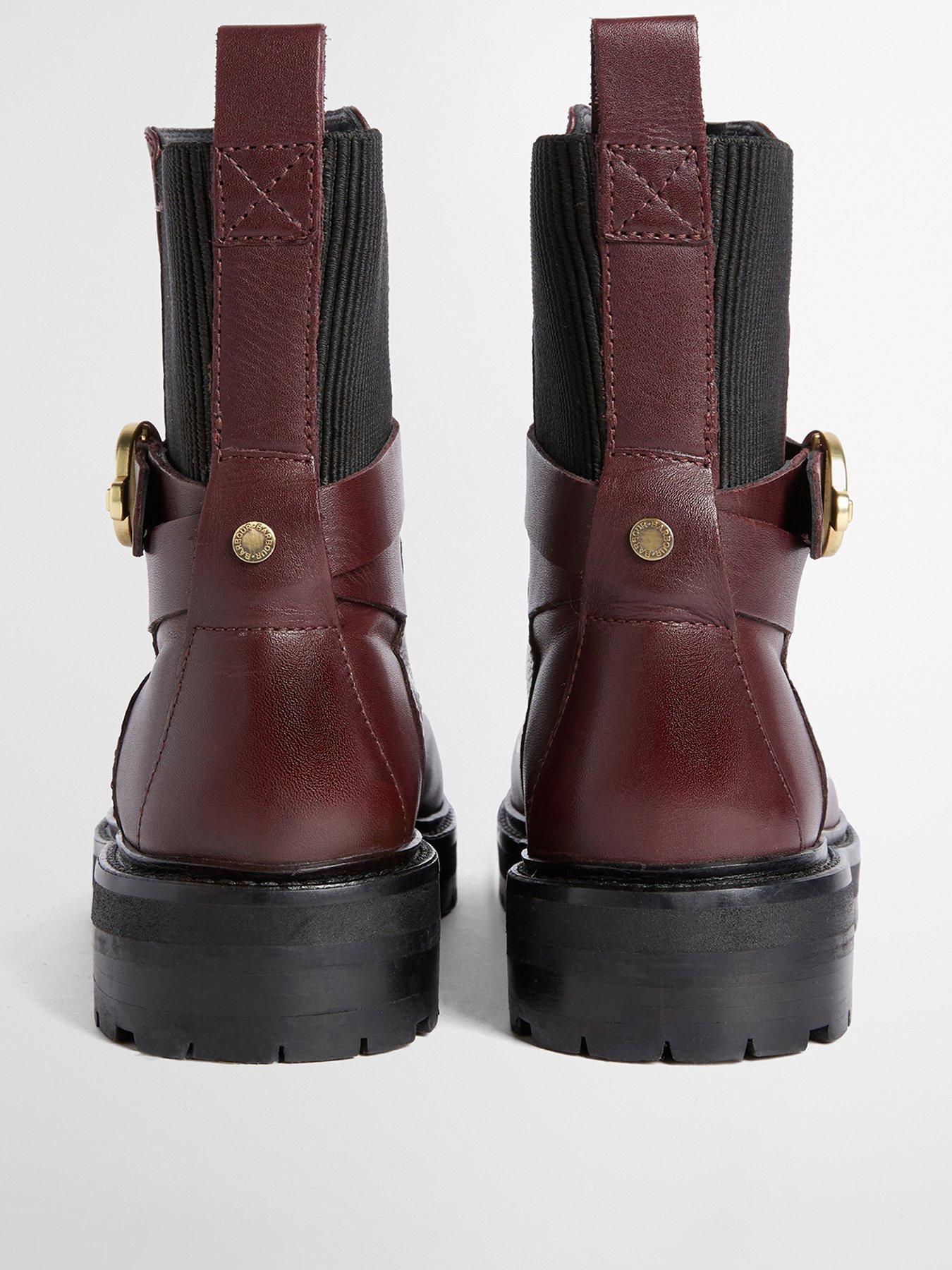 Image 3 of 5 of Barbour Alexandra Leather Ankle Boots - Red